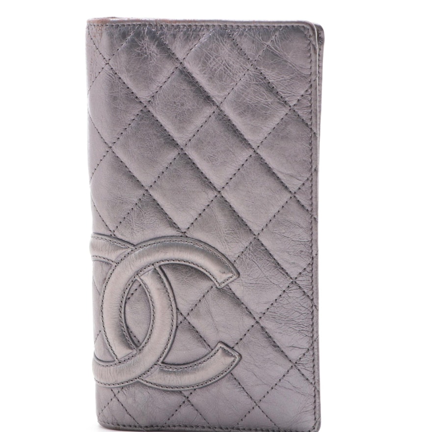 Chanel Quilted Metallic Leather Continental Wallet