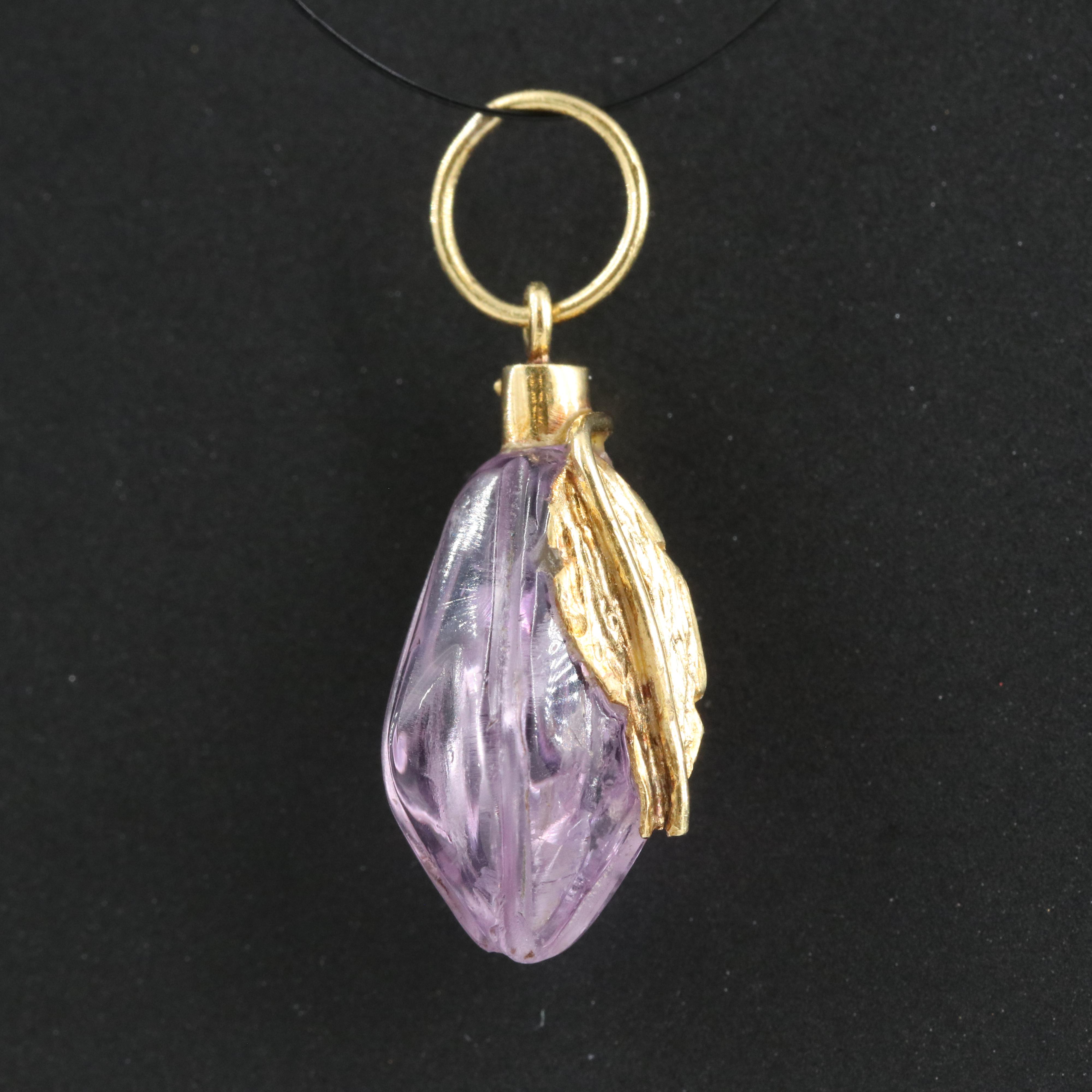 18K Carved Amethyst Starfruit Charm