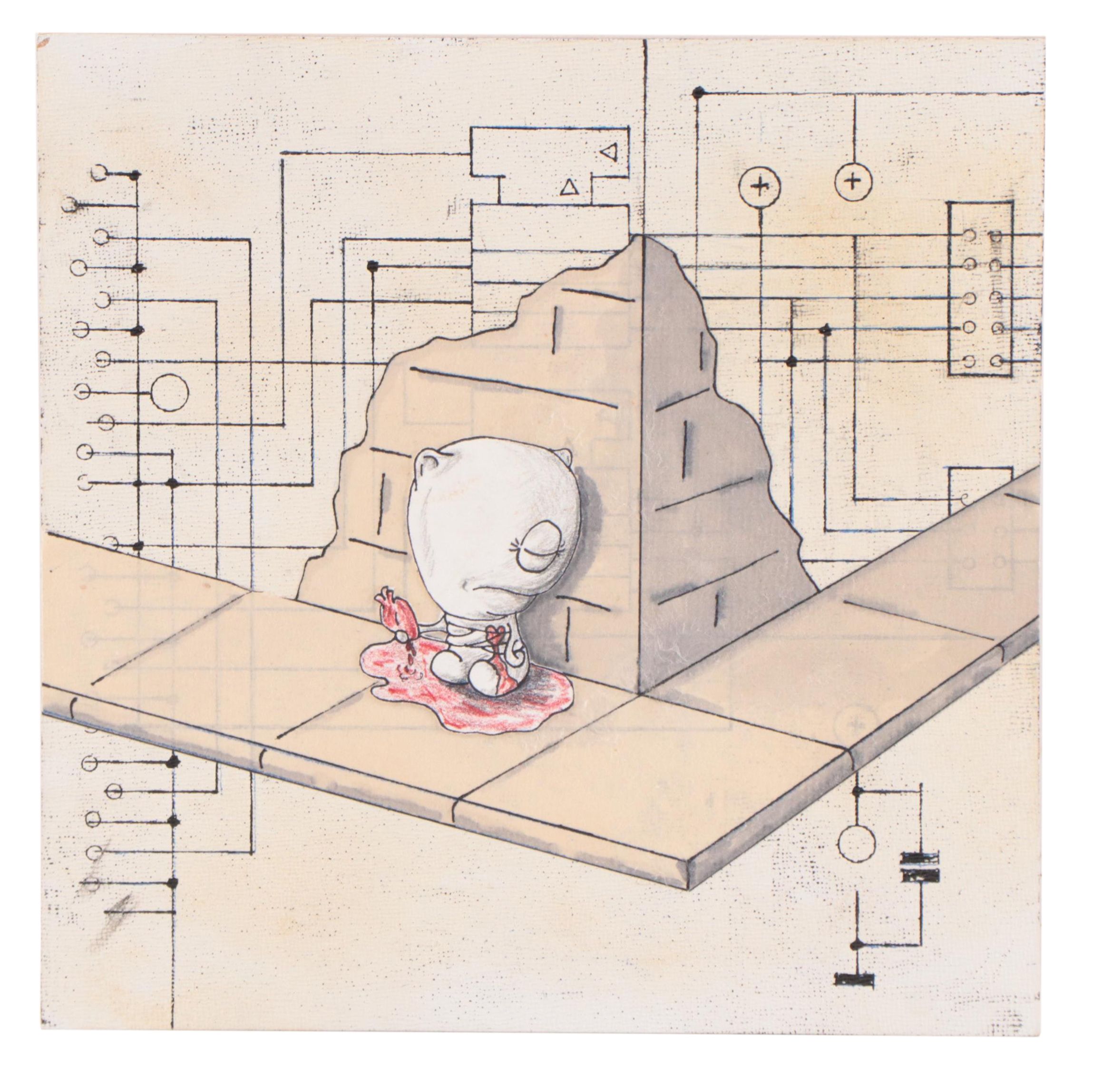 Ryan Nelson Mixed Media Painting "I Waited," 2011