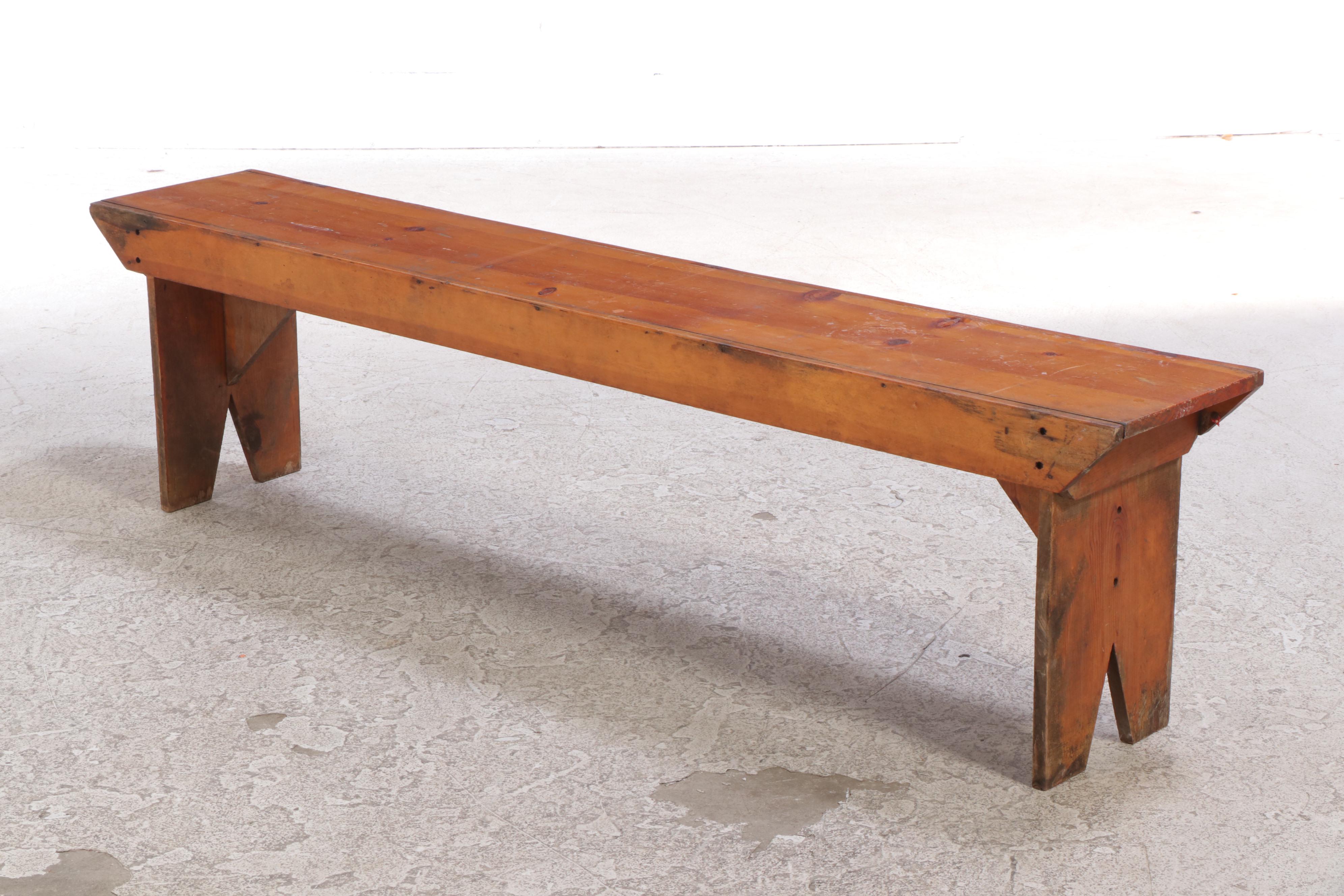 American Primitive Pine Bench, 19th / 20th Century