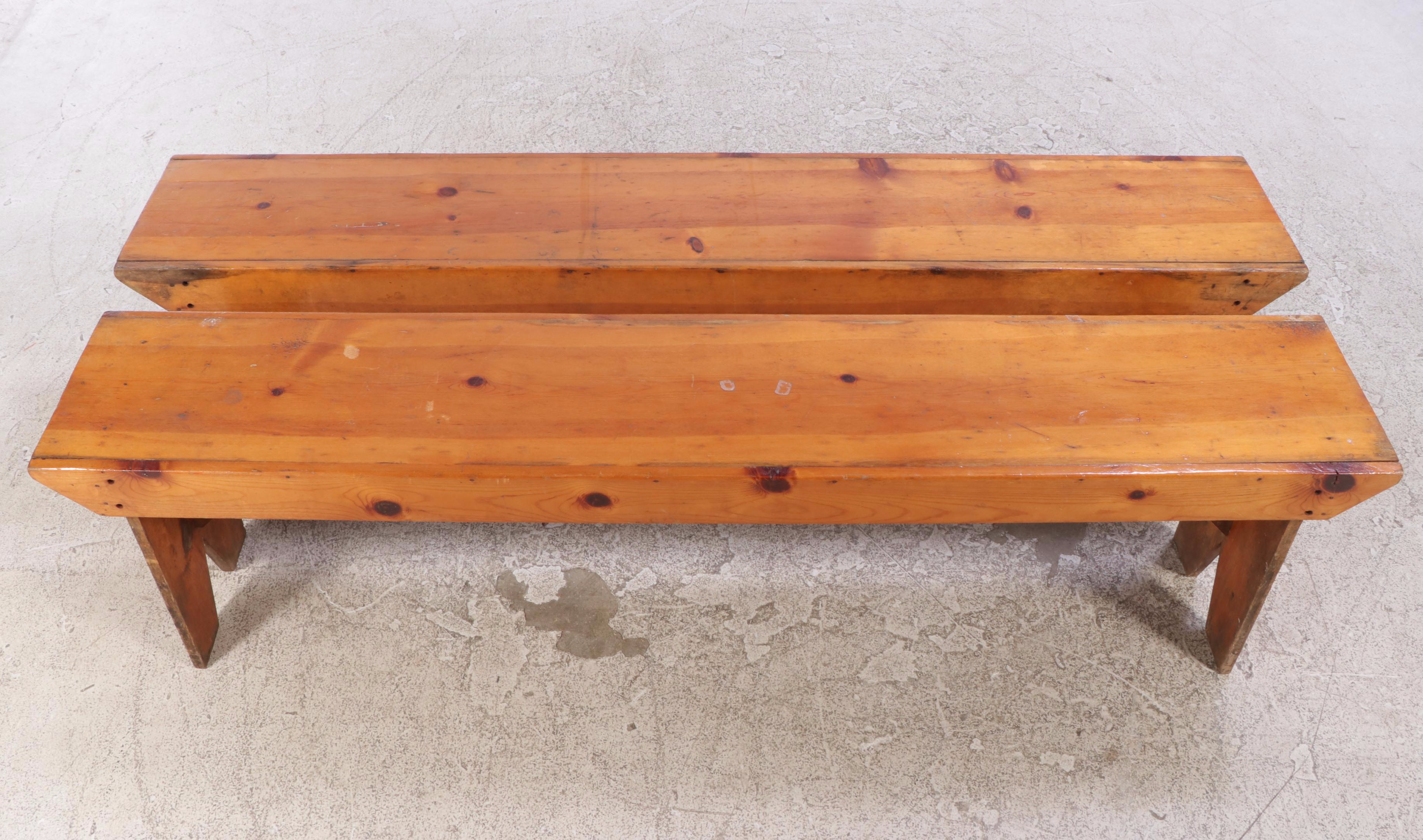 American Primitive Pine Bench, 19th / 20th Century