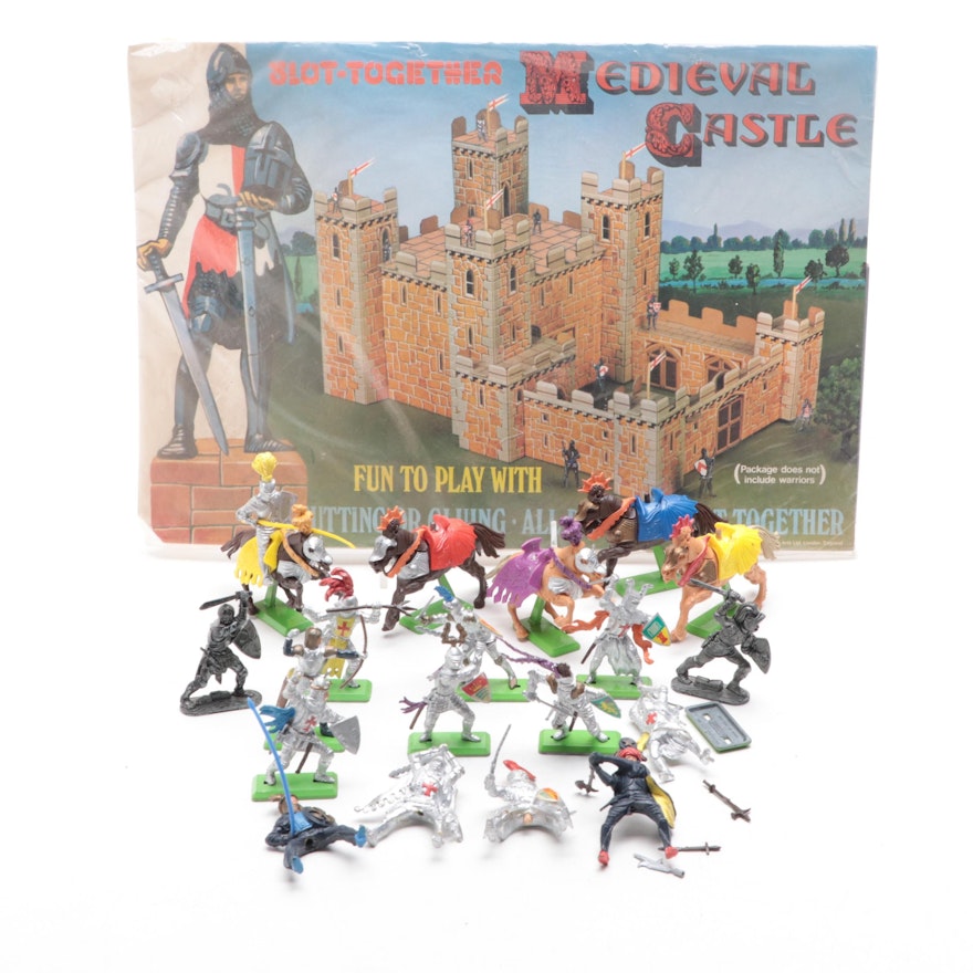 Britains Toy Knights and Horses with Medieval Castle, Mid to late 20th Century