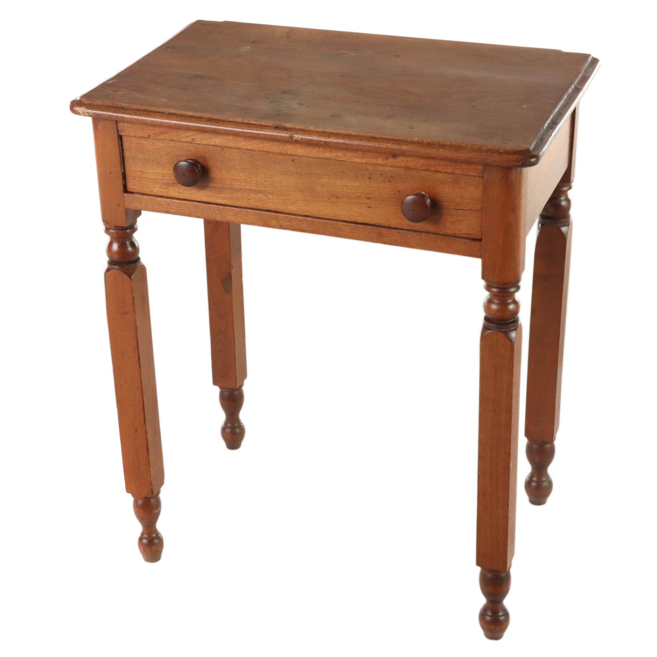 American Primitive Walnut Side Table, 19th Century