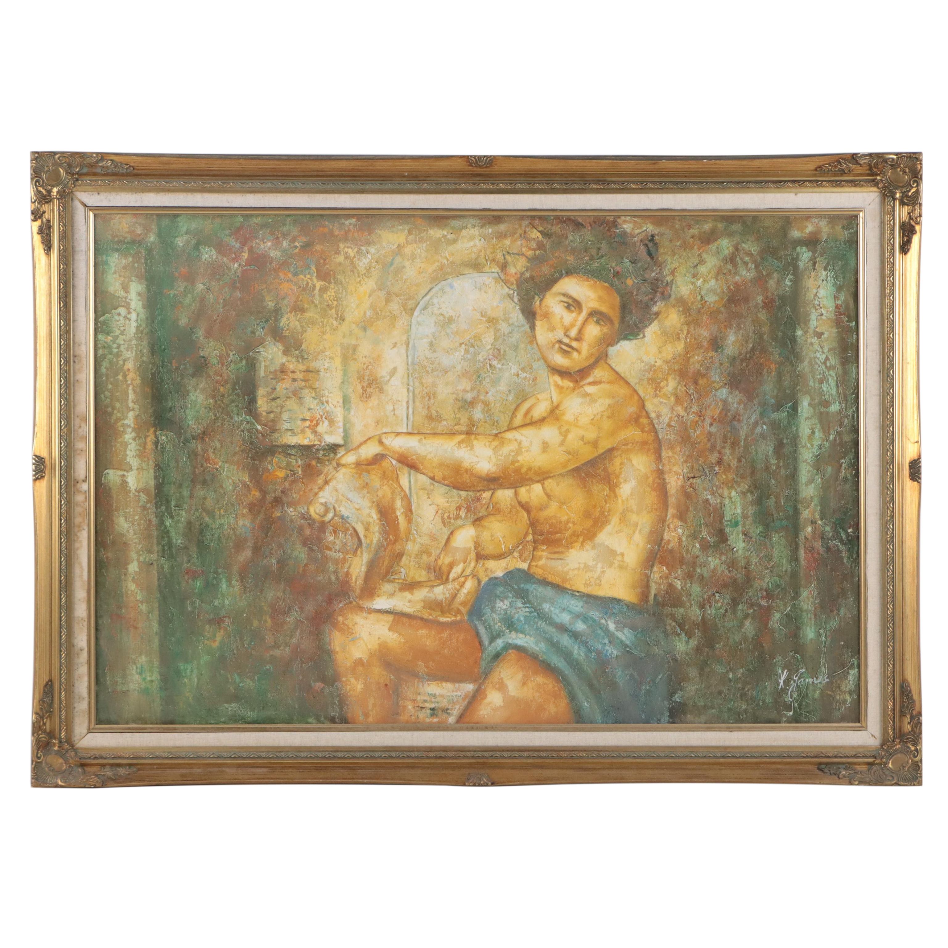 K. James Acrylic Painting of Figure