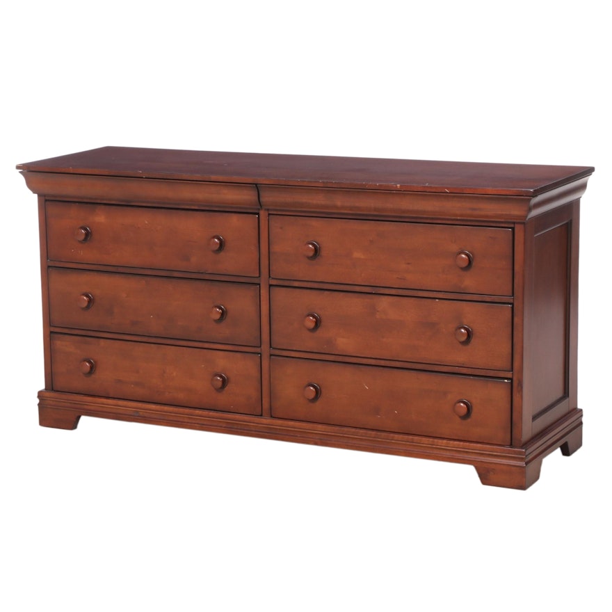 Contemporary Mahogany-Finish Pine Chest of Drawers