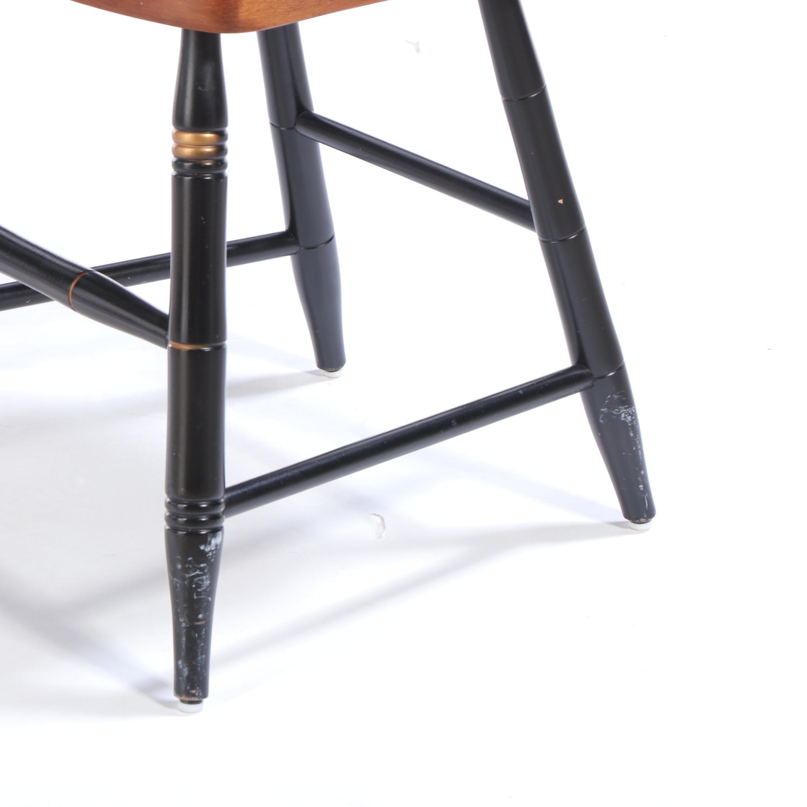 Pair of L. Hitchcock Maple, Parcel-Ebonized & Gilt-Stenciled "Fancy" Side Chairs