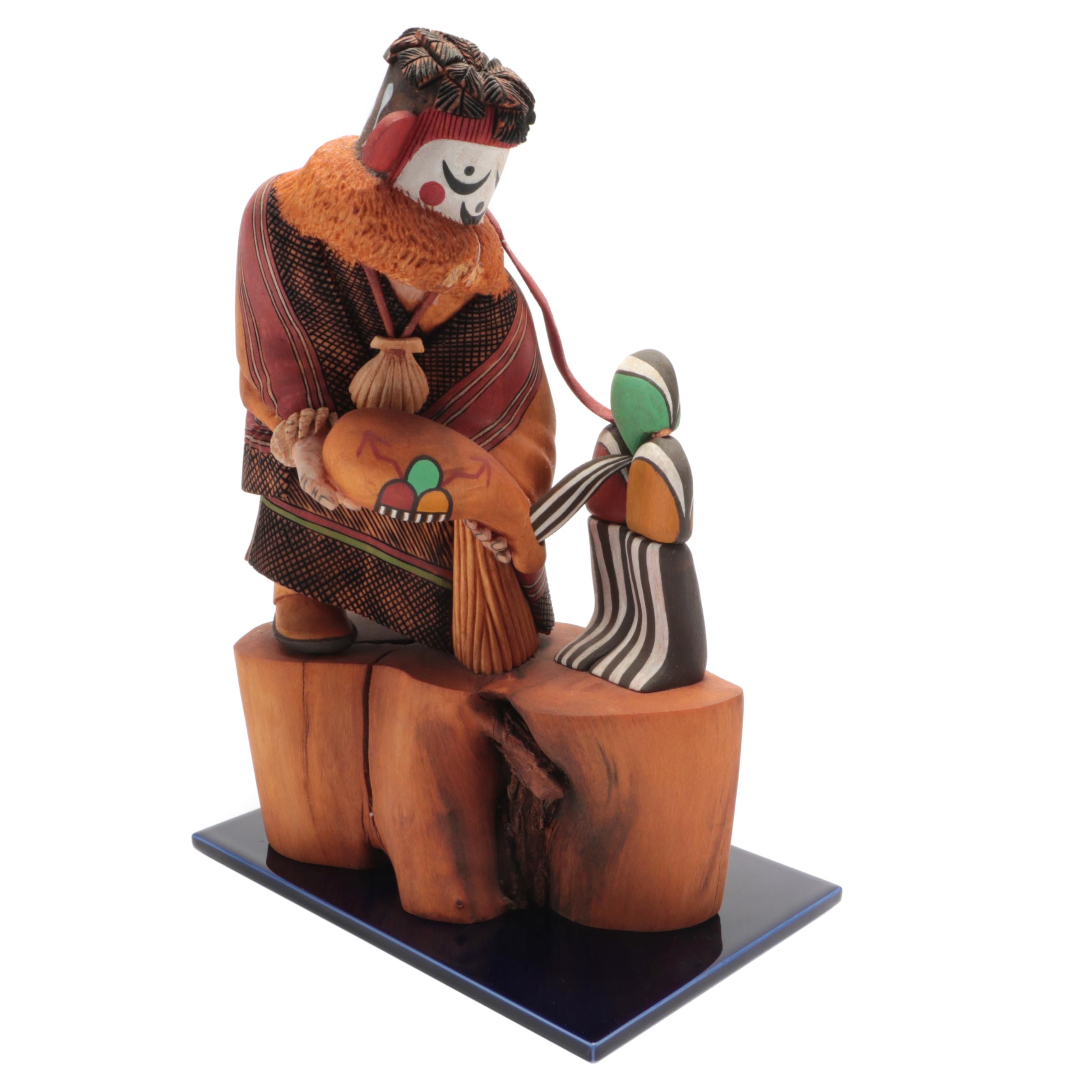 Southwest Polychrome Hand-Painted Carved Wood Hahay-i wu-uti Kachina Doll