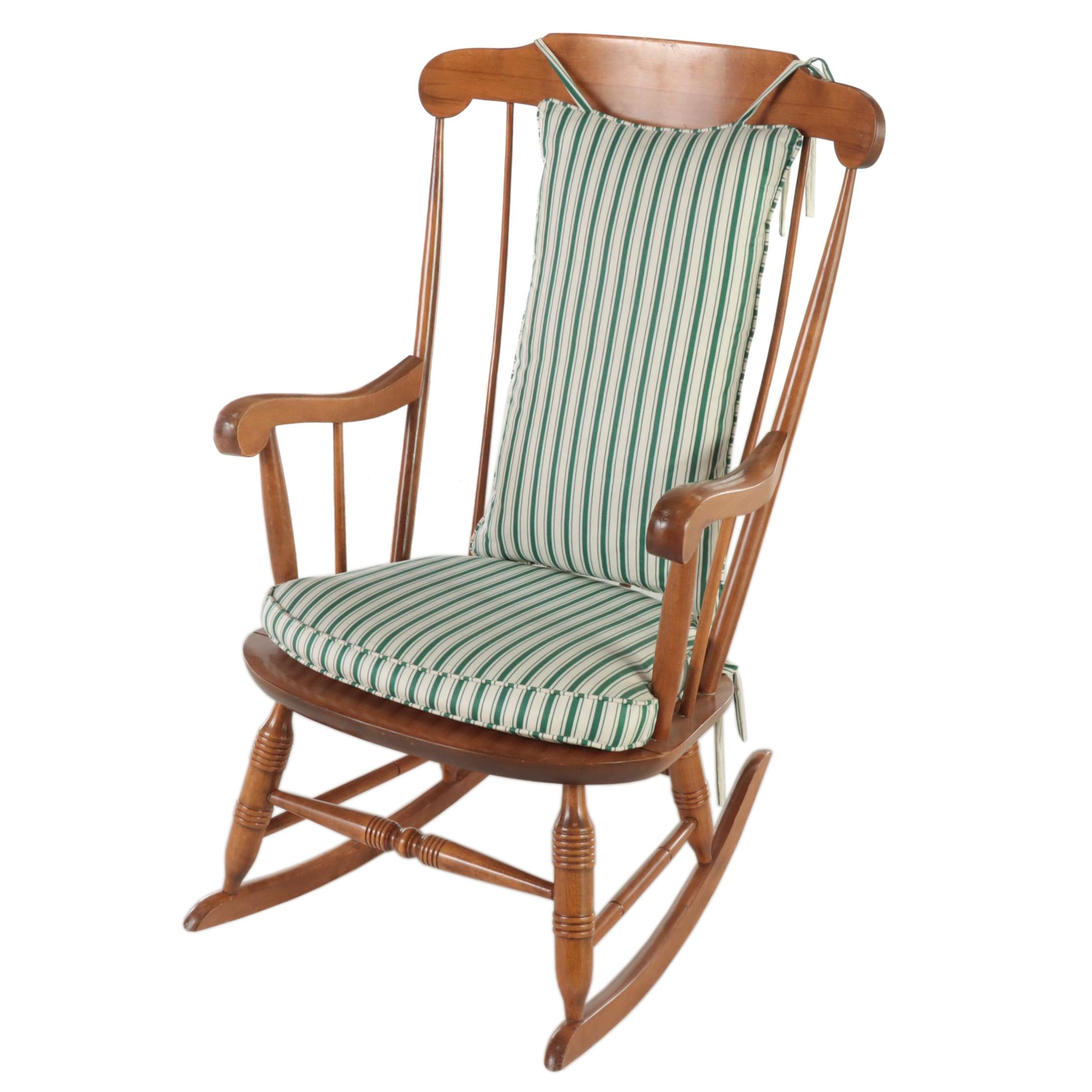 Nichols & Stone Co. Classical Style Maple Rod-Back Rocker, Late 20th Century