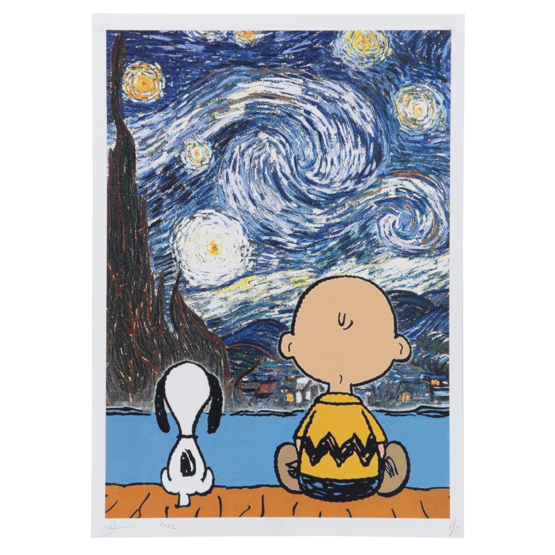 Death NYC Digital Pop Art Print "Snoopy and Charlie Brown / Starry Night"