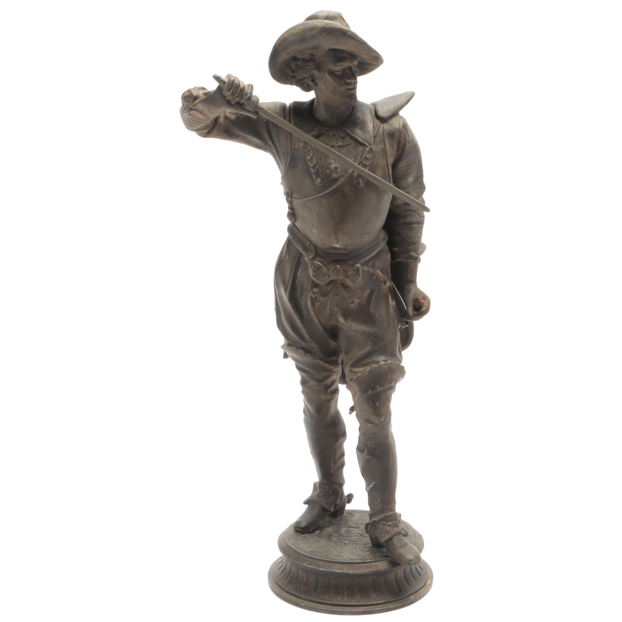 Patinated Cast Spelter Sculpture of Don Juan