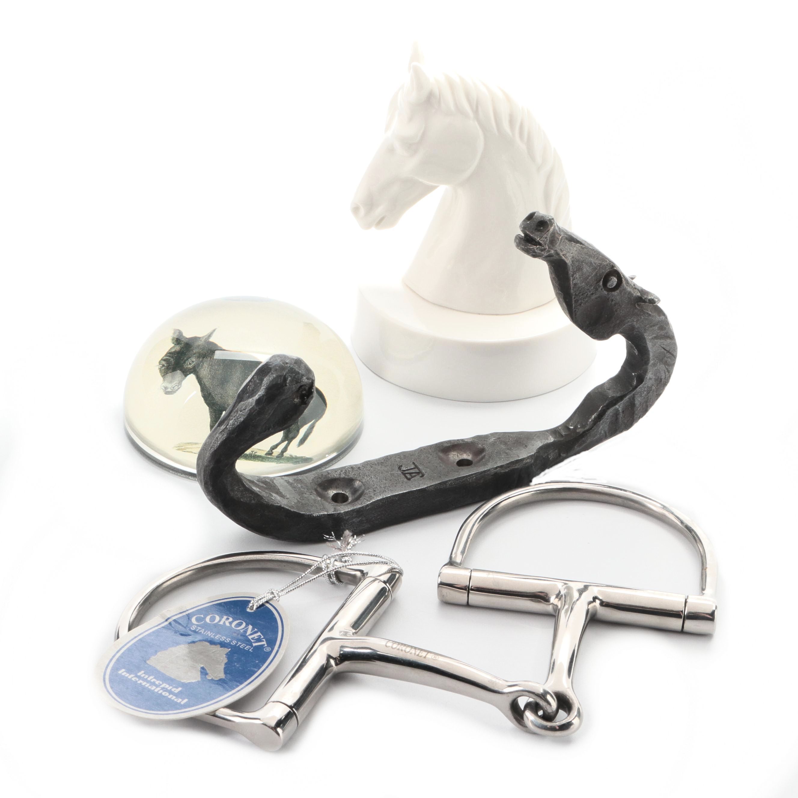 John Derian Paperweight, Coronet Snaffle Bit, Other  Equestrian Décor
