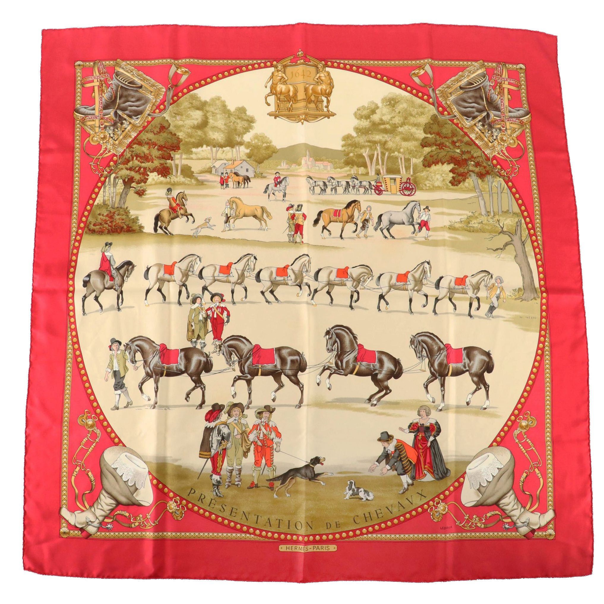 Hermès "Presentation des Chevaux" Scarf 90 in Silk Twill