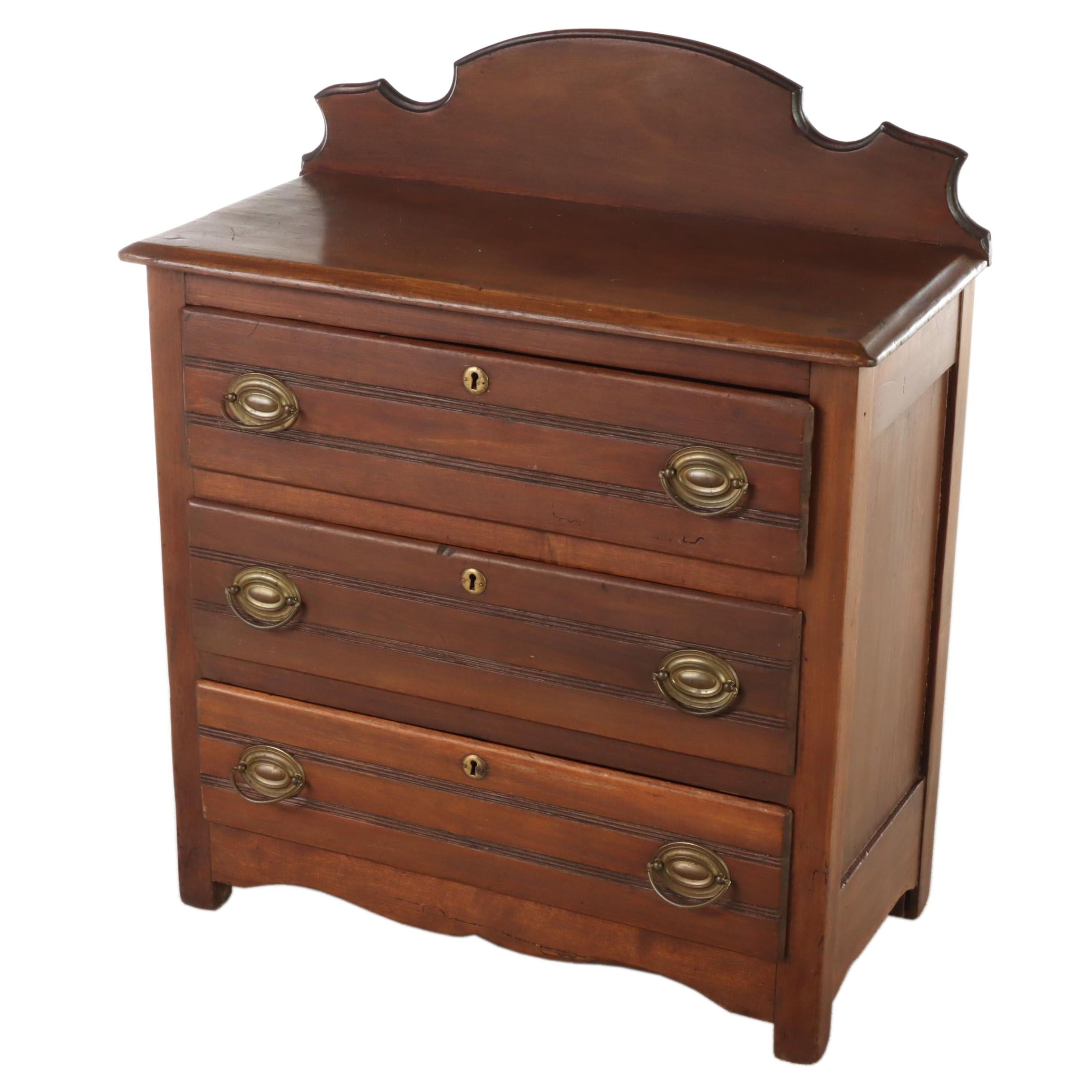 Victorian Poplar Three-Drawer Washstand, Late 19th Century