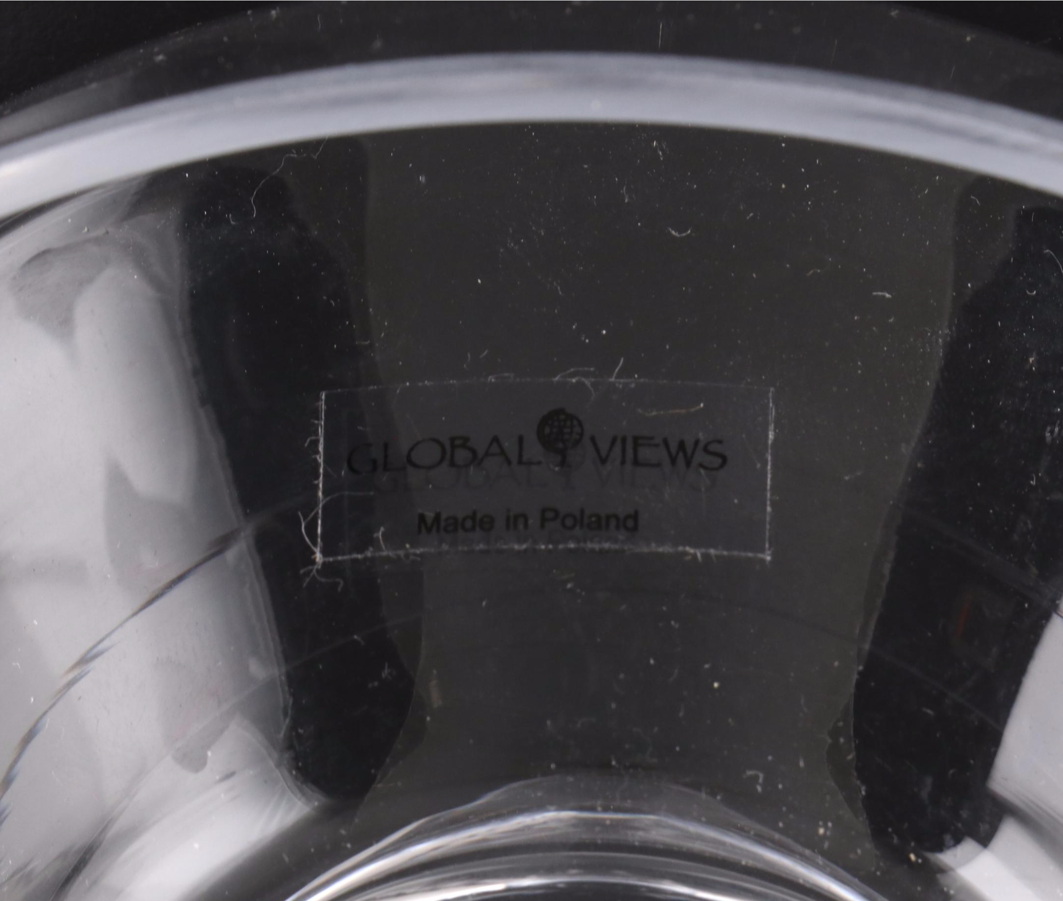 Global Views Clear Blown Glass Bowls with Spiral Stepped Metal Box