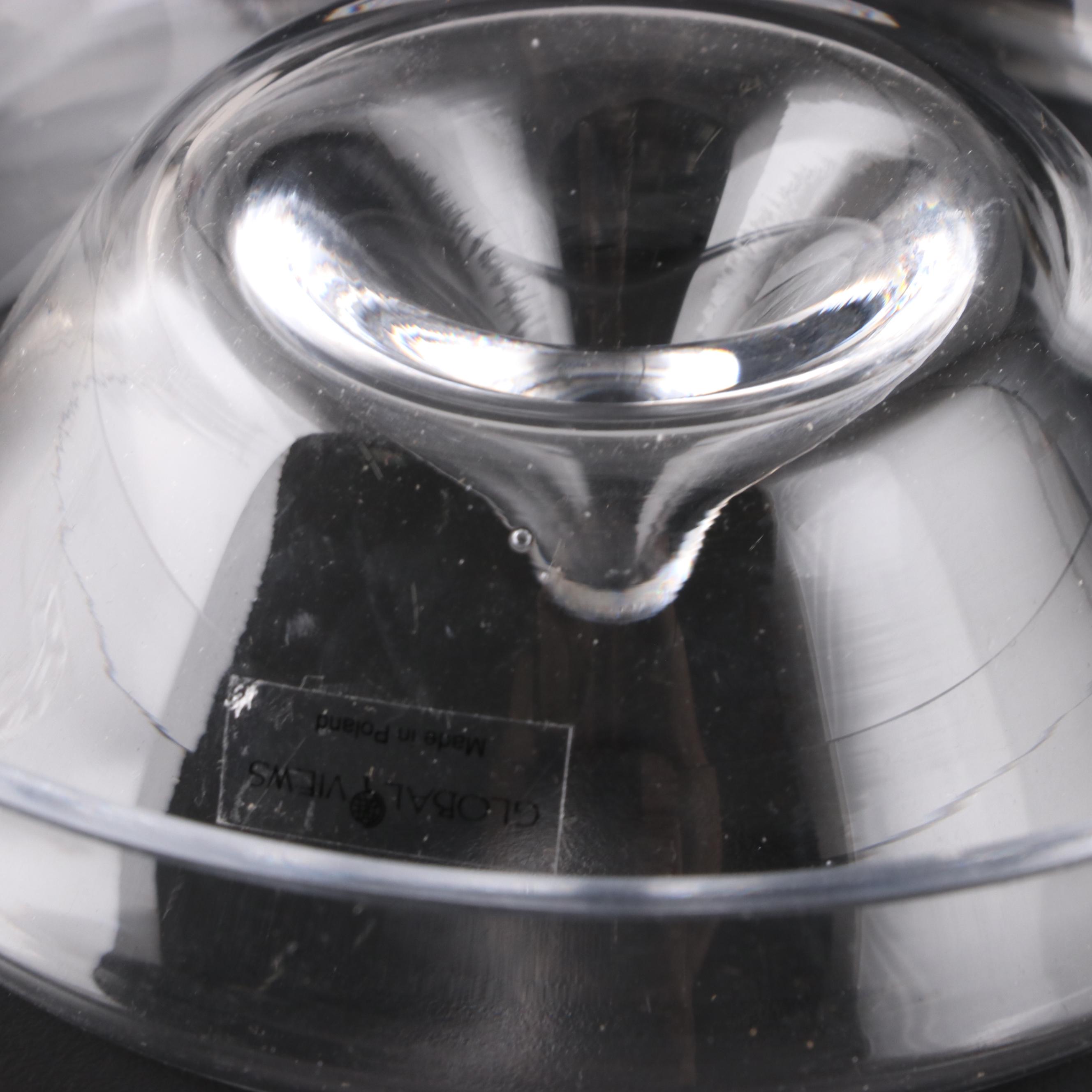 Global Views Clear Blown Glass Bowls with Spiral Stepped Metal Box