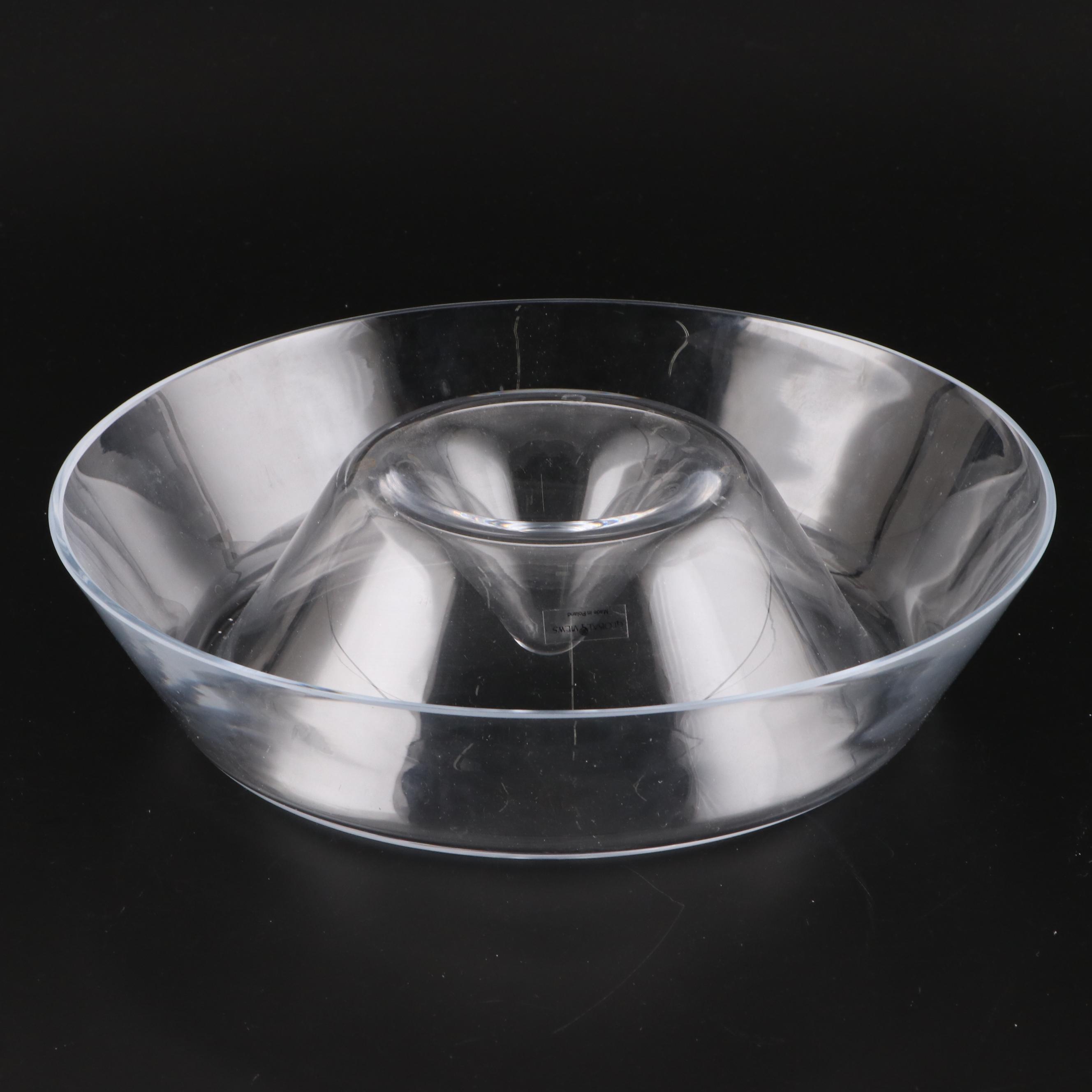 Global Views Clear Blown Glass Bowls with Spiral Stepped Metal Box