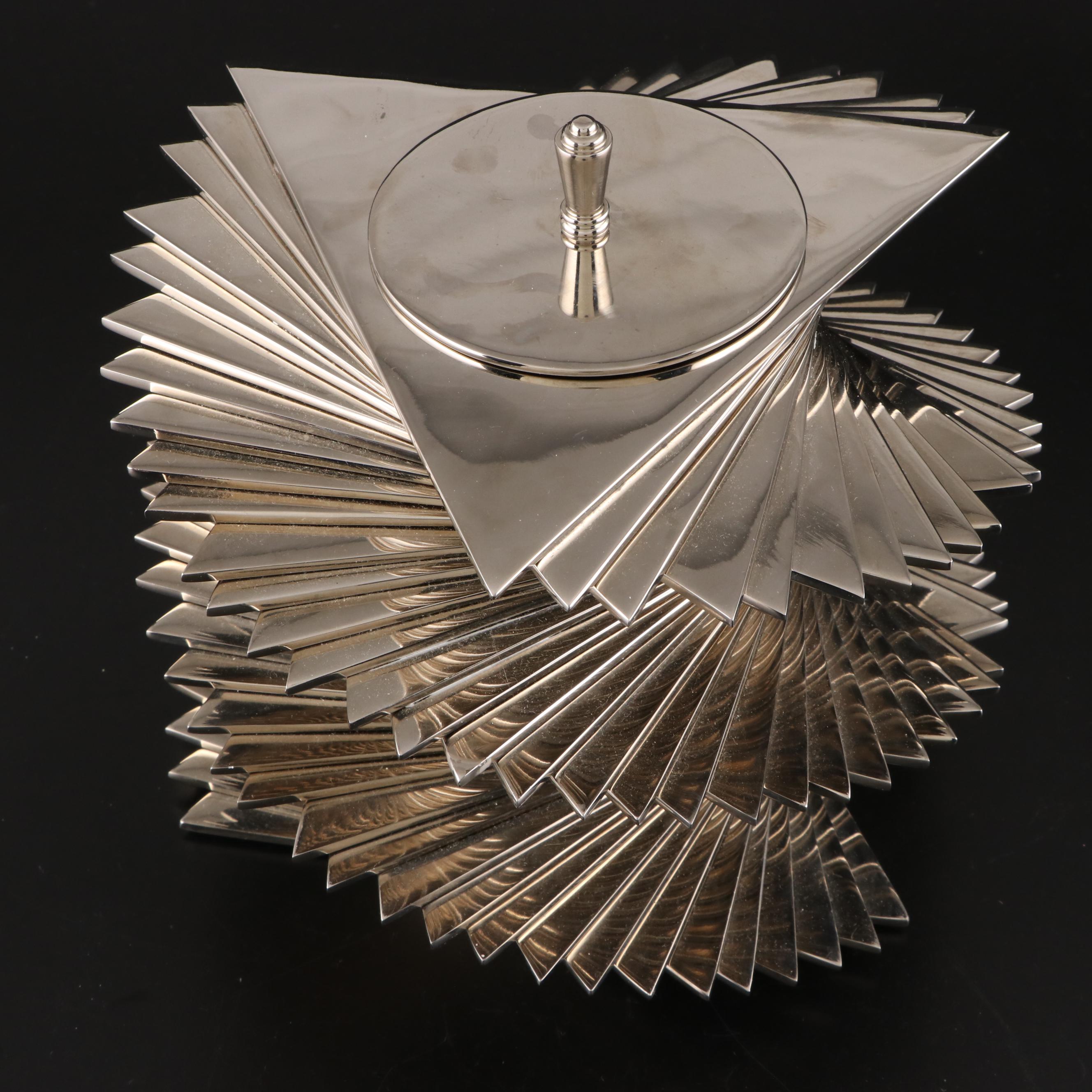 Global Views Clear Blown Glass Bowls with Spiral Stepped Metal Box