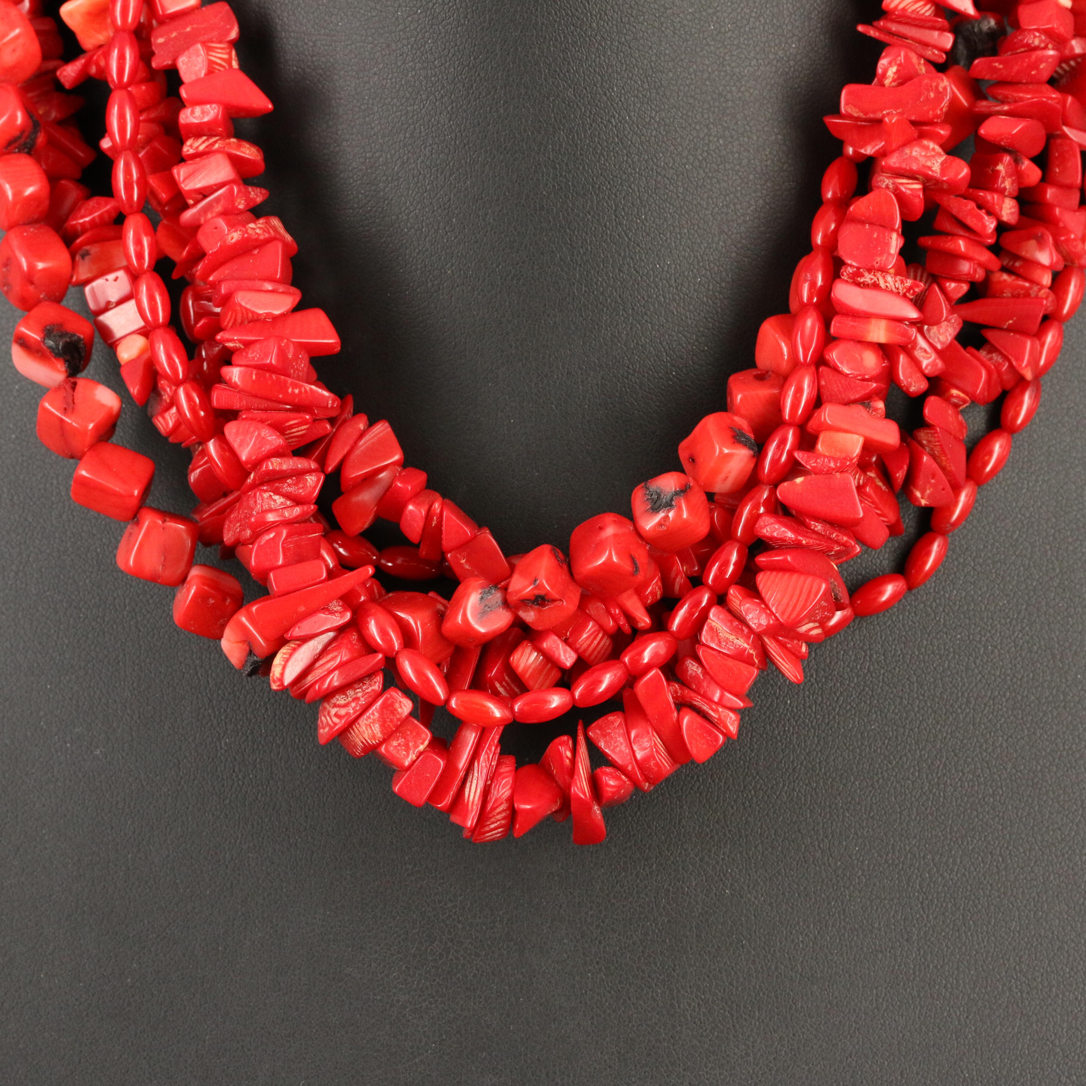 Ciner Coral Multi-Strand Necklace
