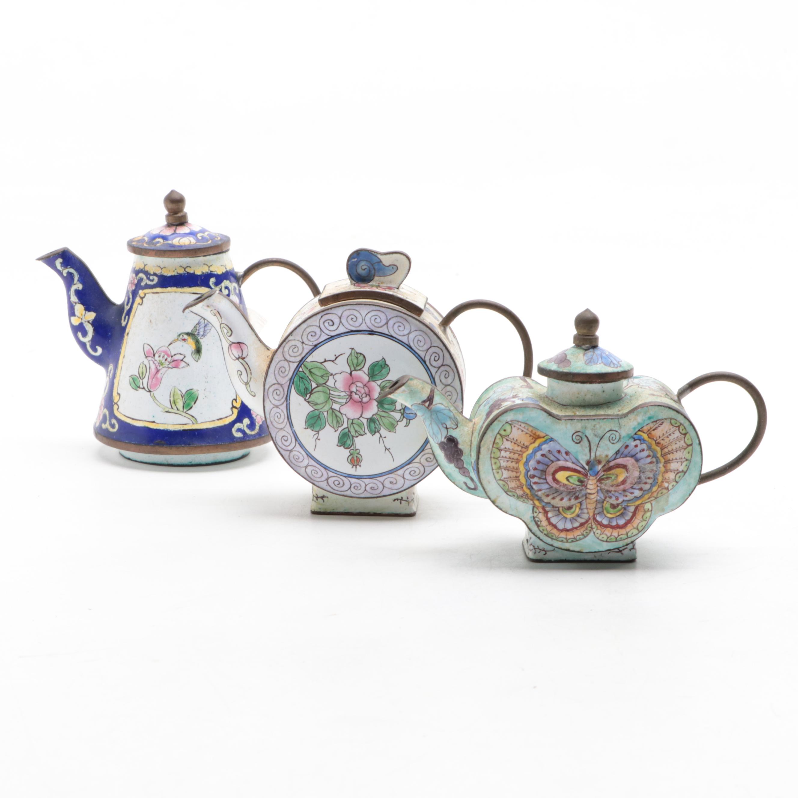 Chinese Kiln-Fired Enamel Teapots