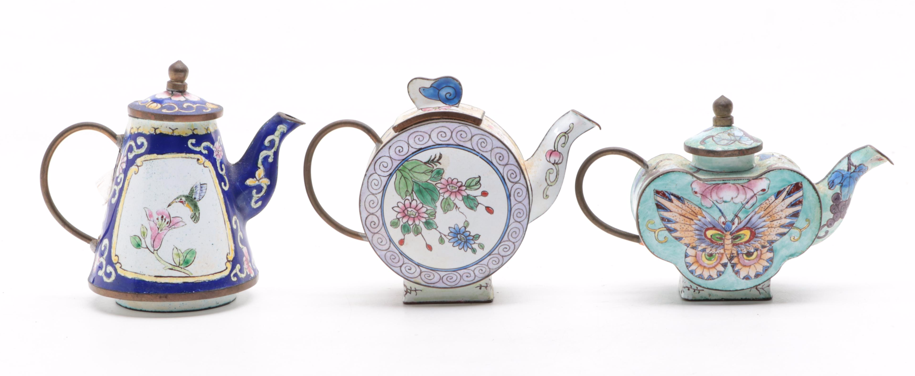 Chinese Kiln-Fired Enamel Teapots