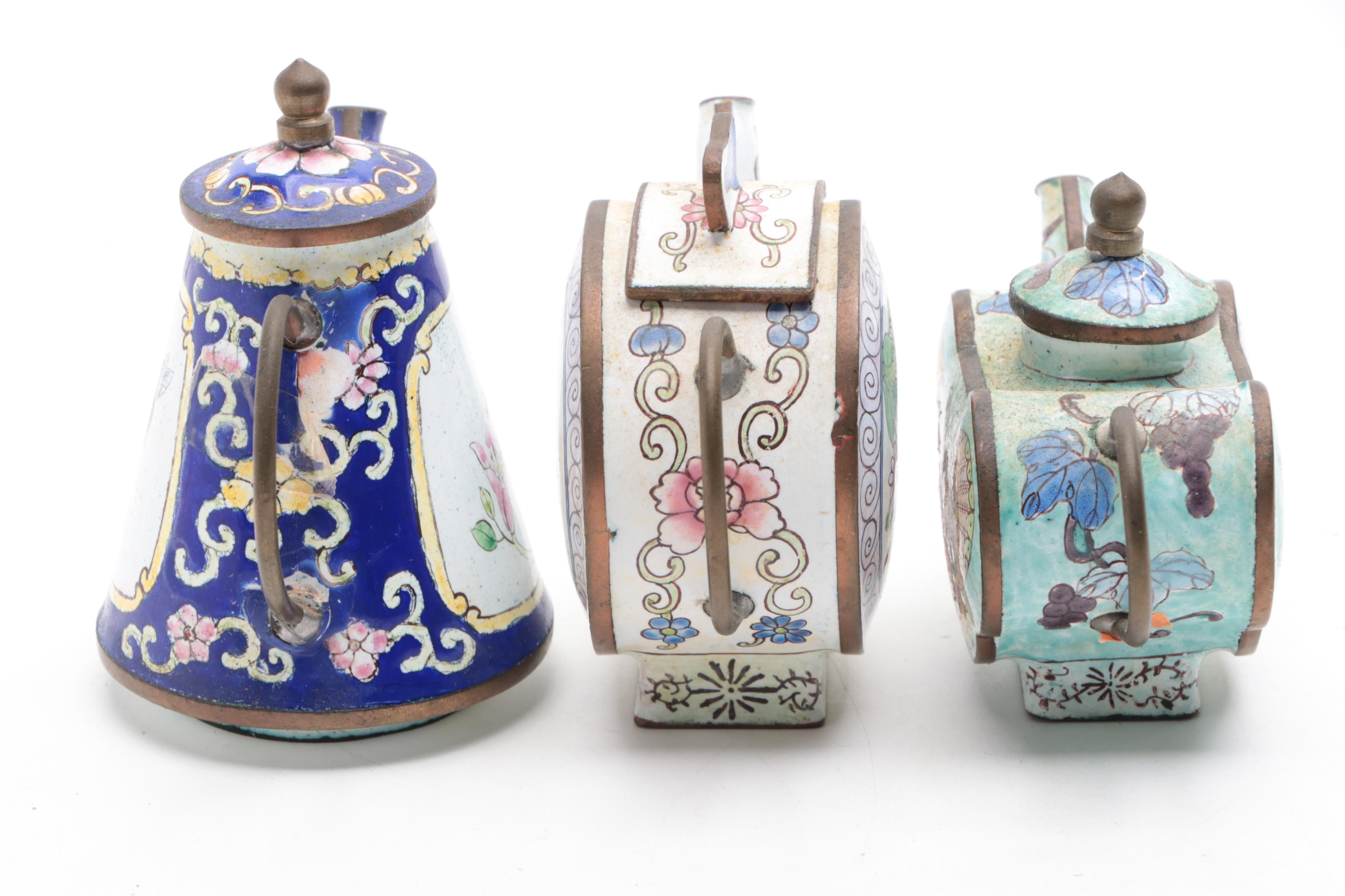 Chinese Kiln-Fired Enamel Teapots