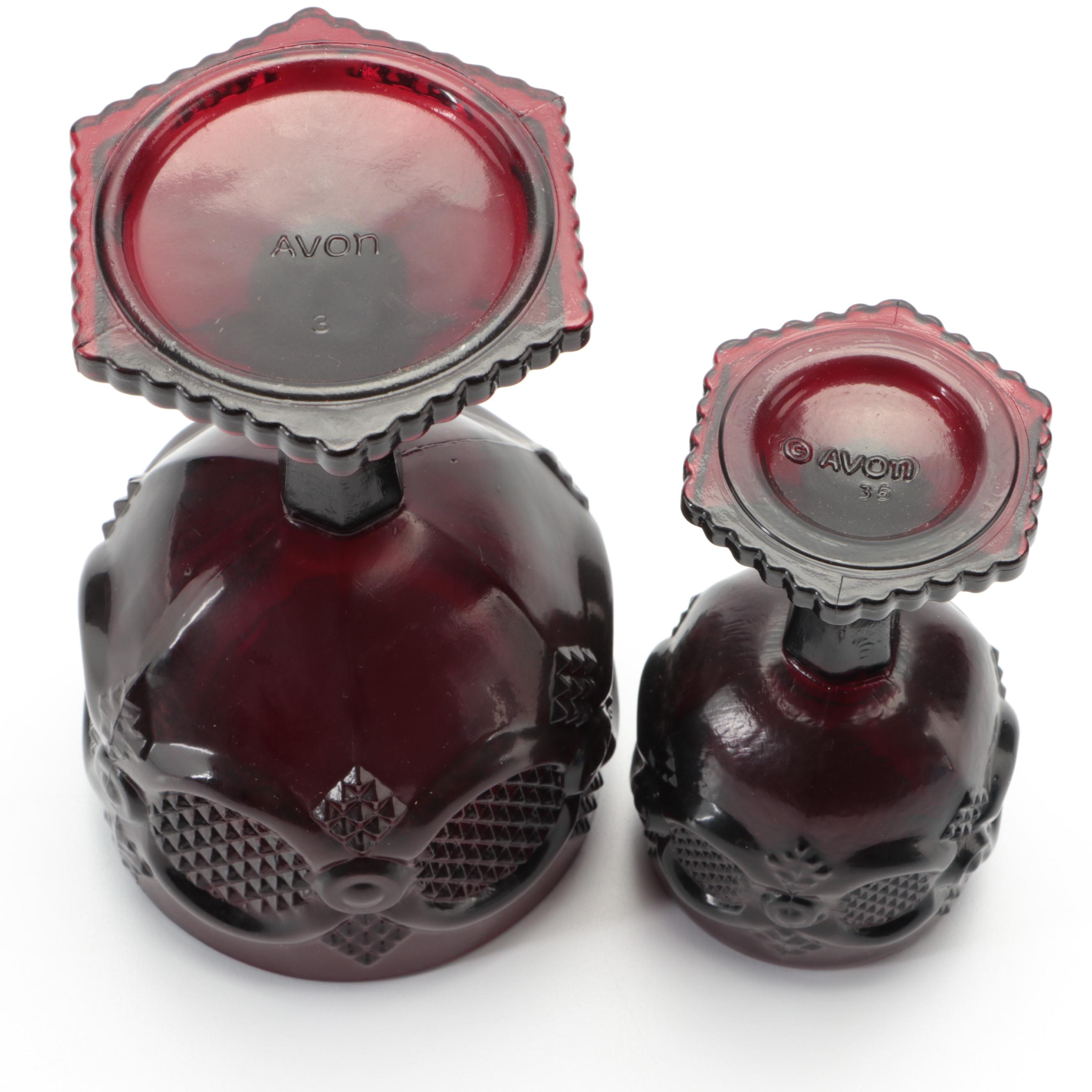Avon "Cape Cod Ruby" Pressed Glass Goblets and Wine Glasses, 1975-1992