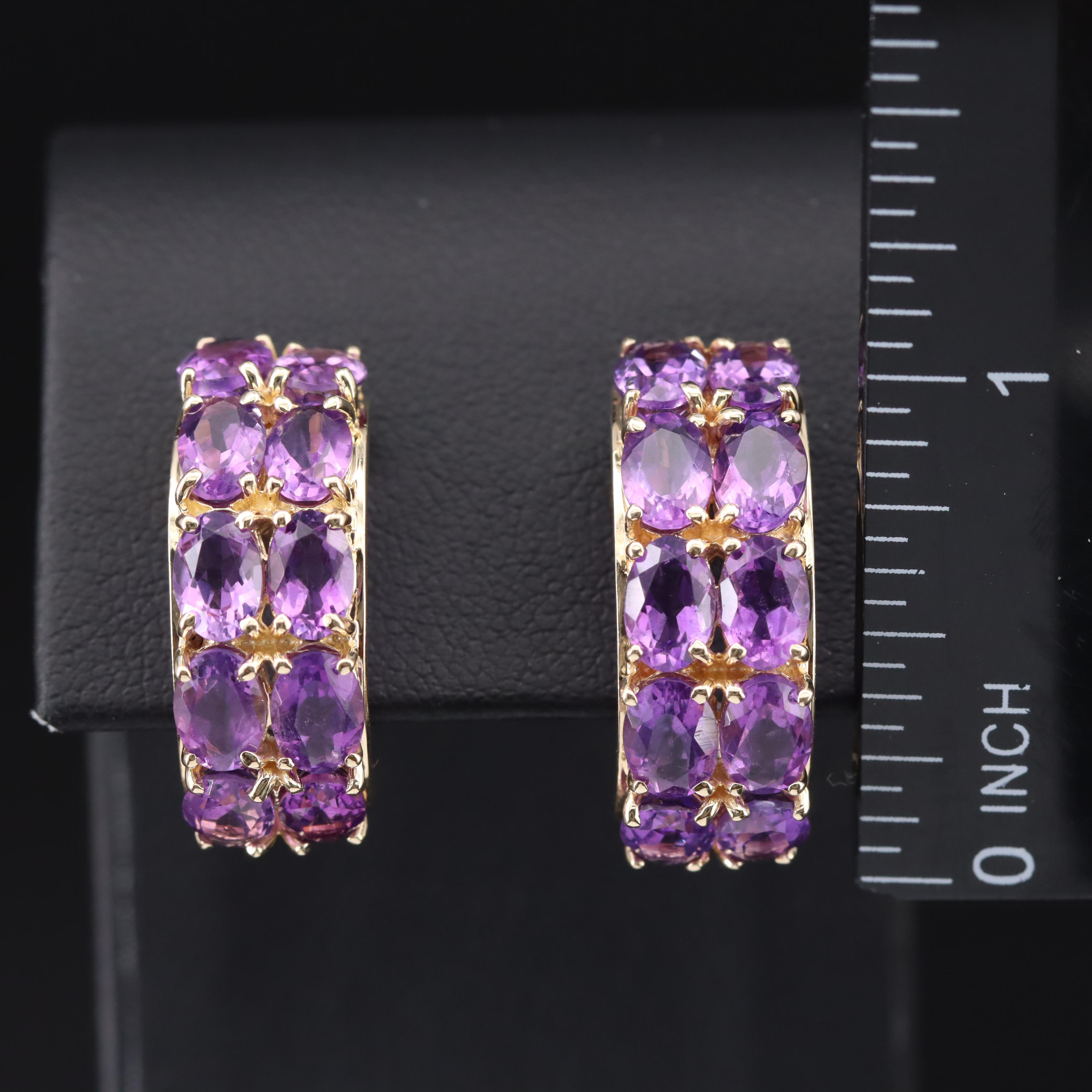 14K Amethyst Half-Hoop Earrings