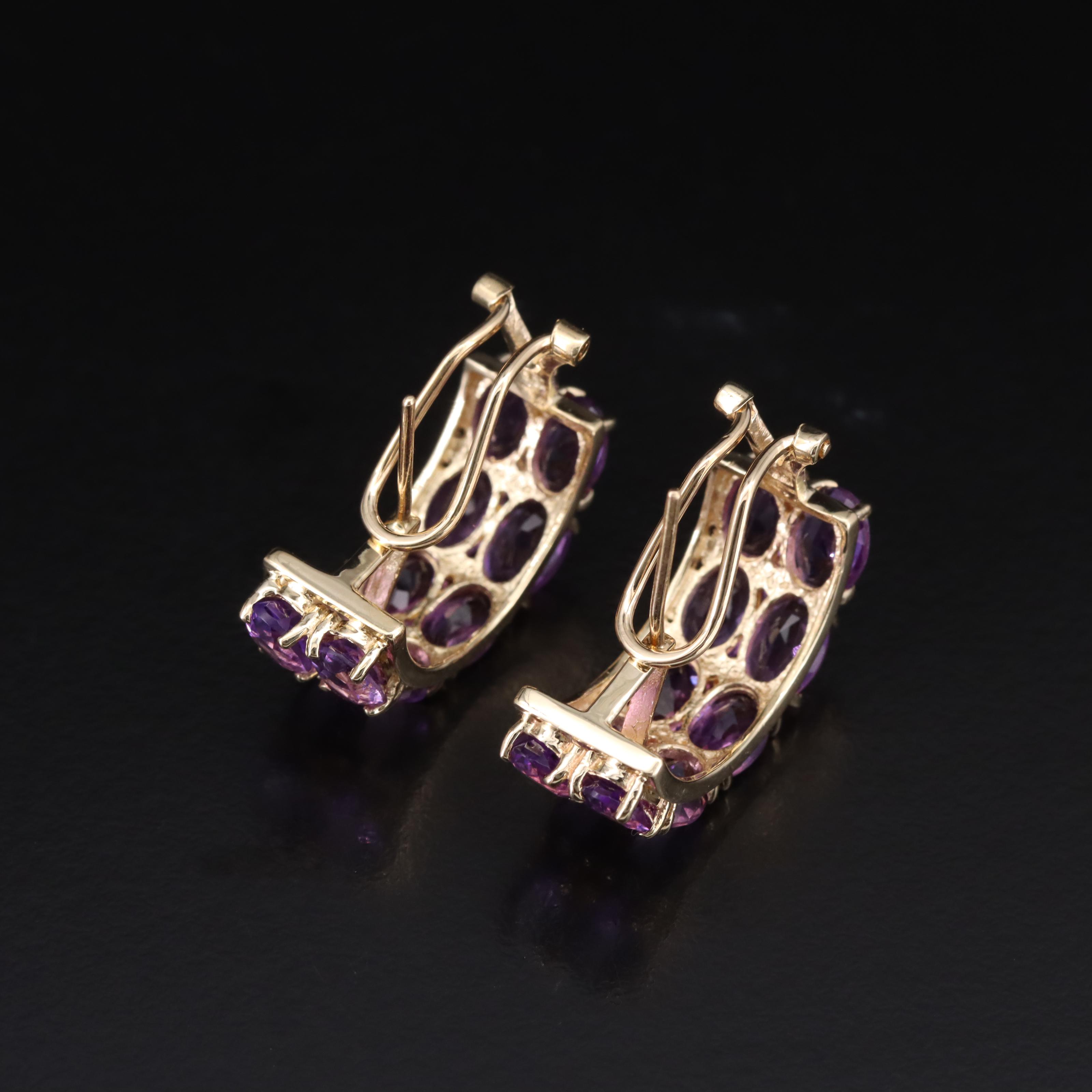 14K Amethyst Half-Hoop Earrings