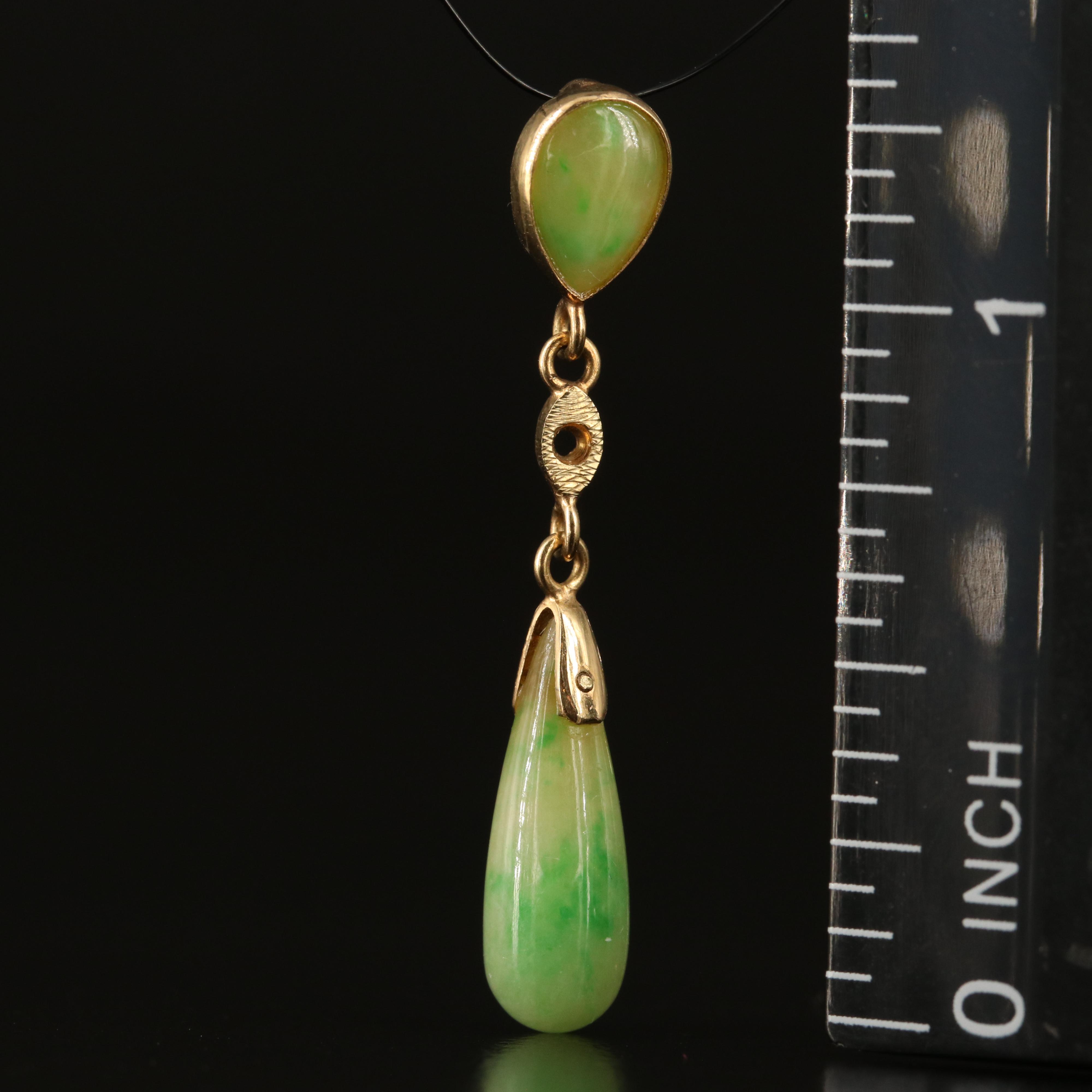 14K Jadeite Pendulum Pendant