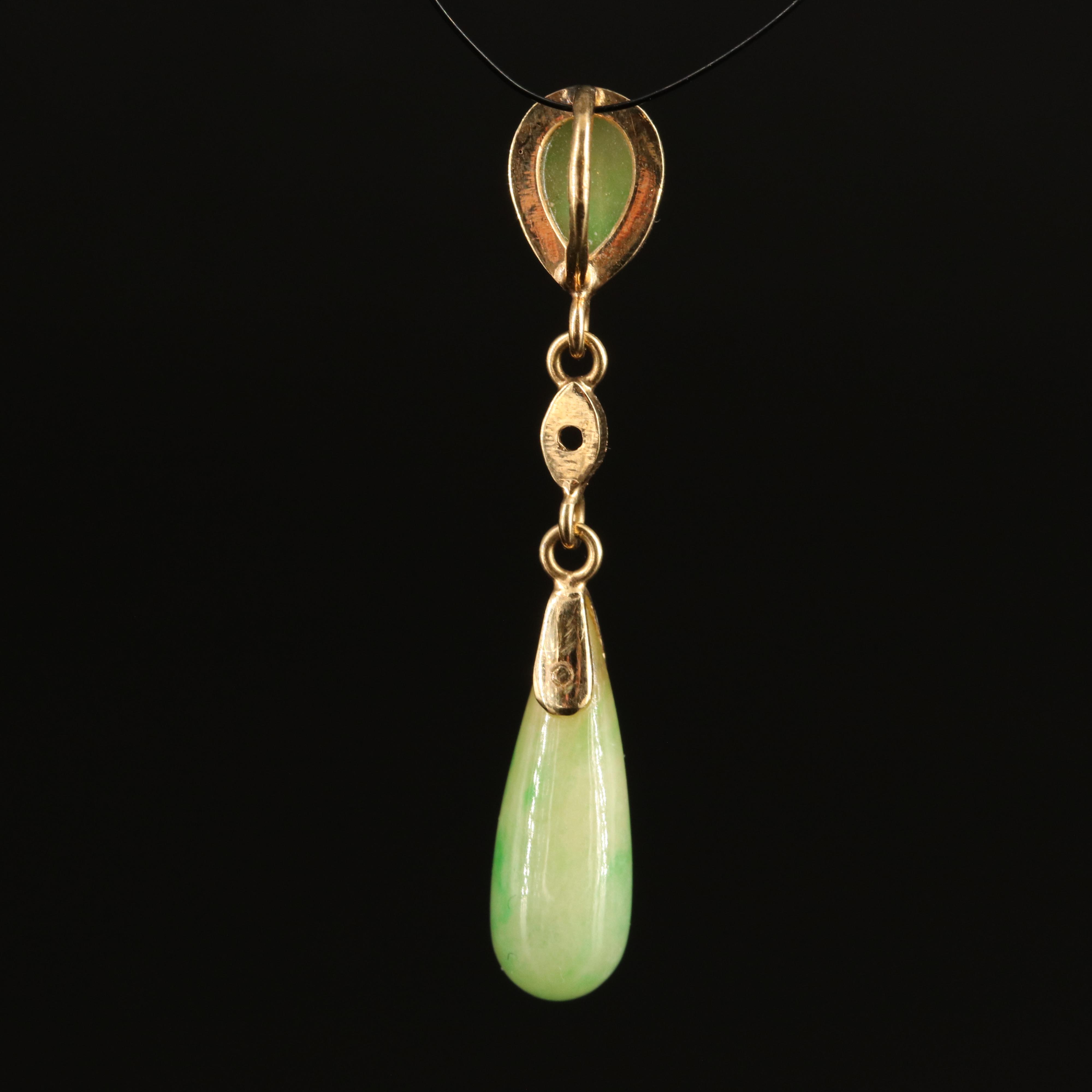 14K Jadeite Pendulum Pendant