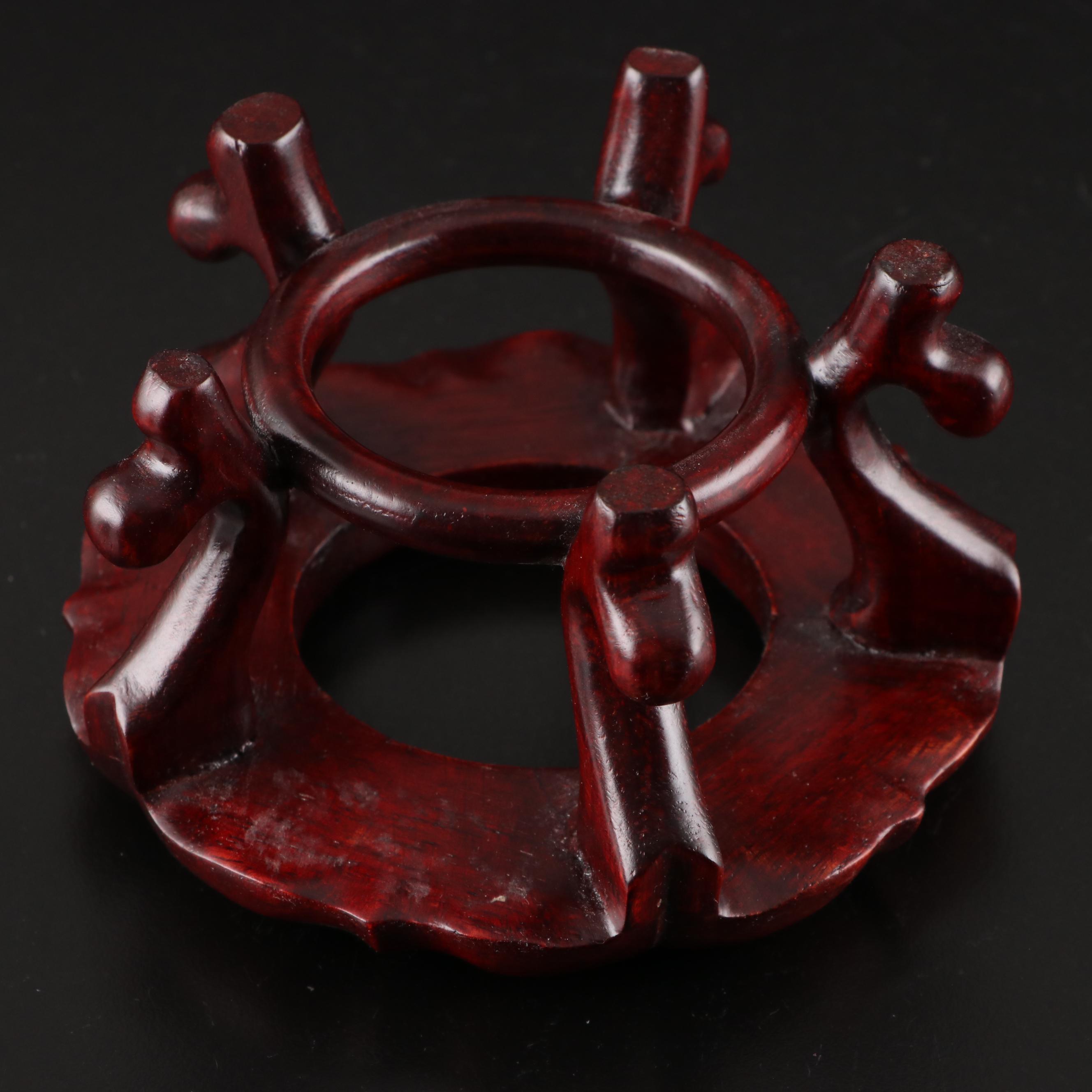 Japanese Hand-Painted Porcelain Onion Bulb Shaped Vase with Wood Stand