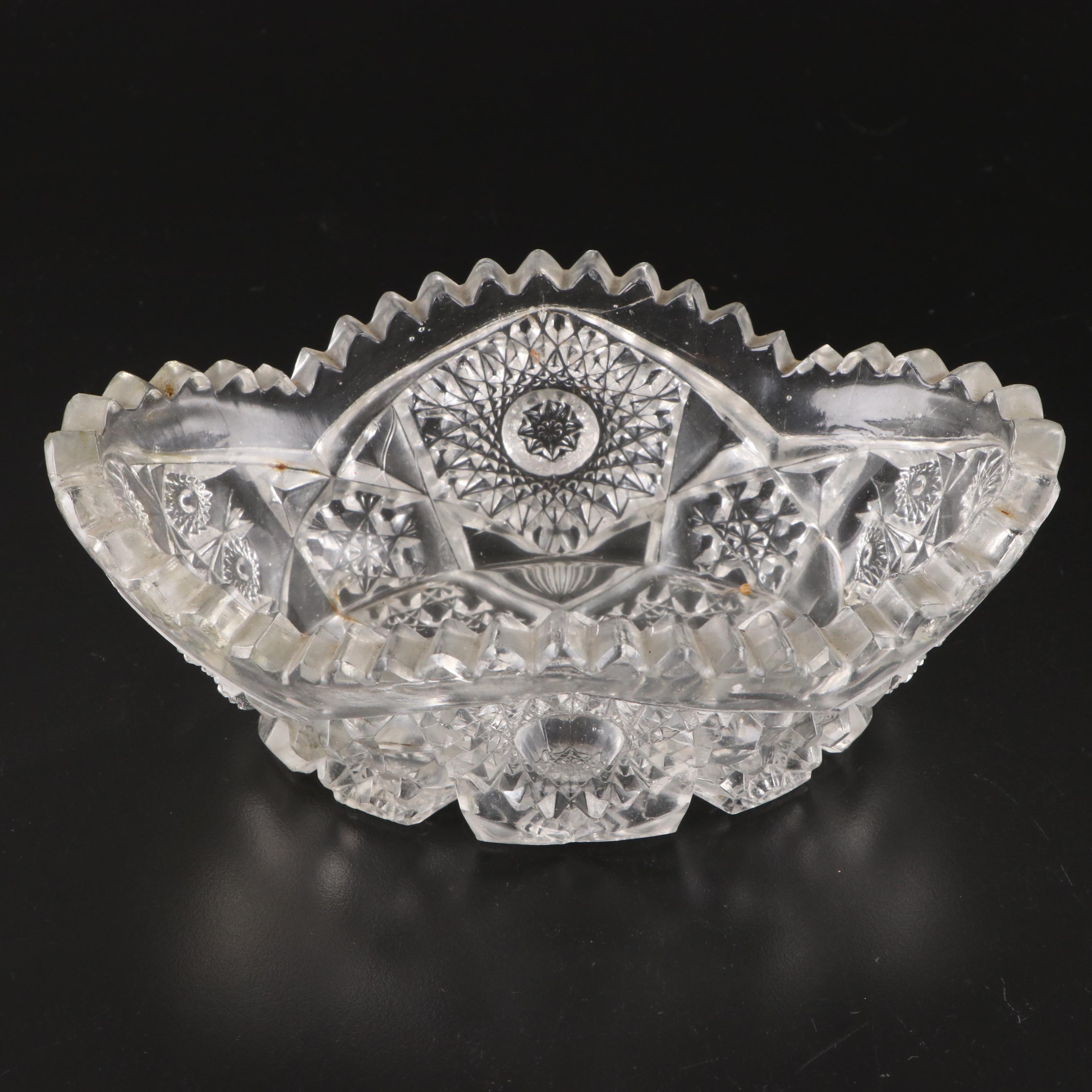 American Brilliant Cut Glass Celery Dishes with Other Pressed Glass Dish