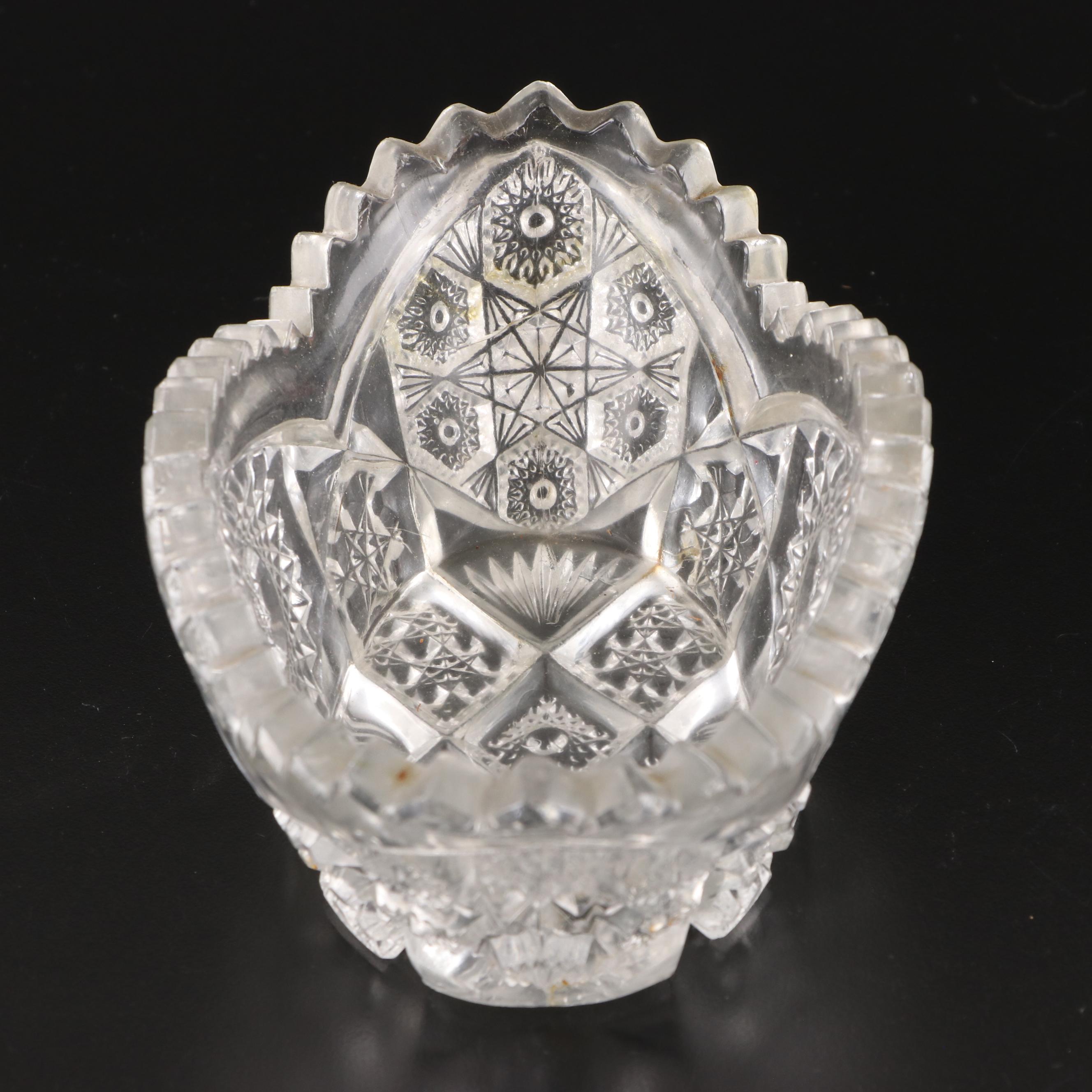 American Brilliant Cut Glass Celery Dishes with Other Pressed Glass Dish