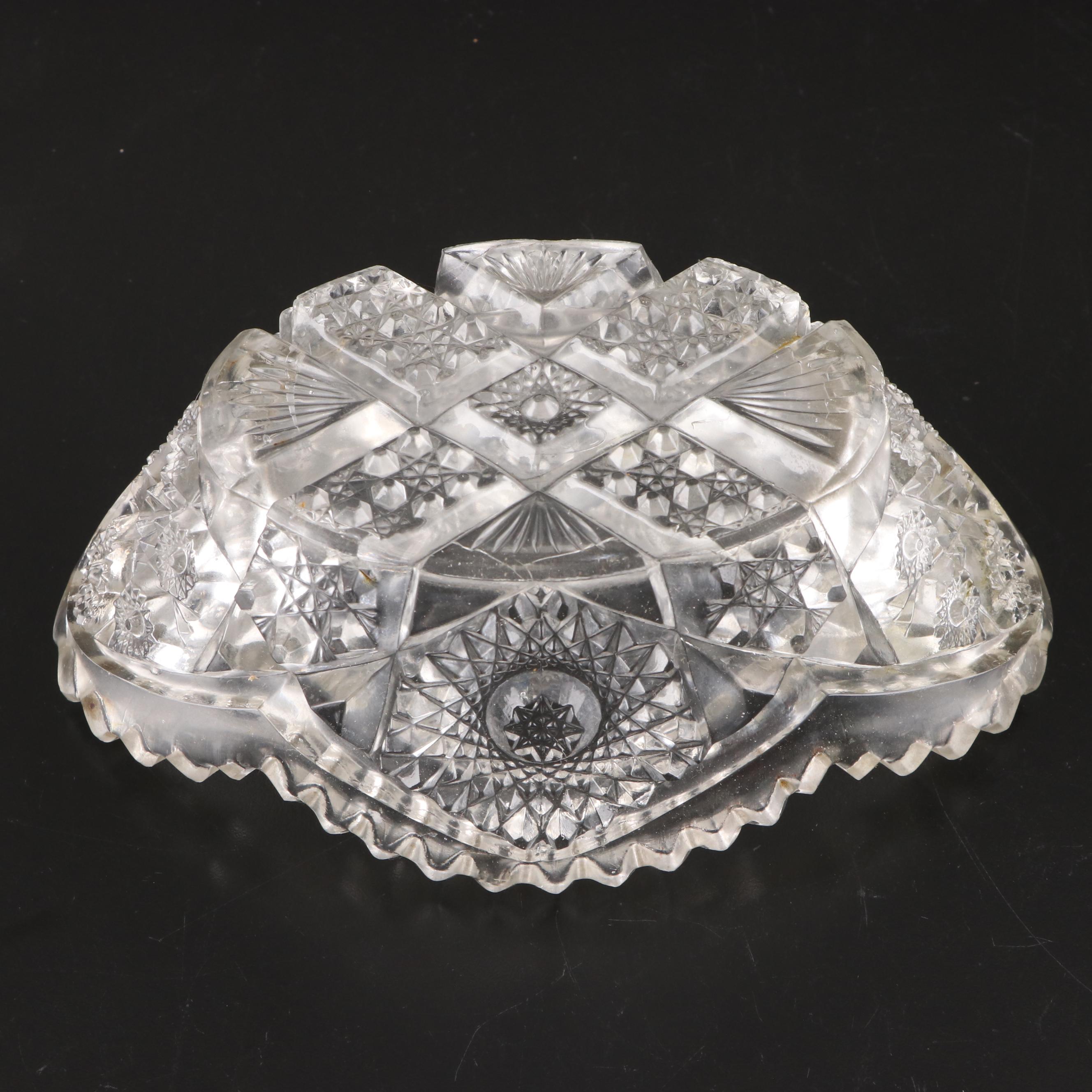 American Brilliant Cut Glass Celery Dishes with Other Pressed Glass Dish