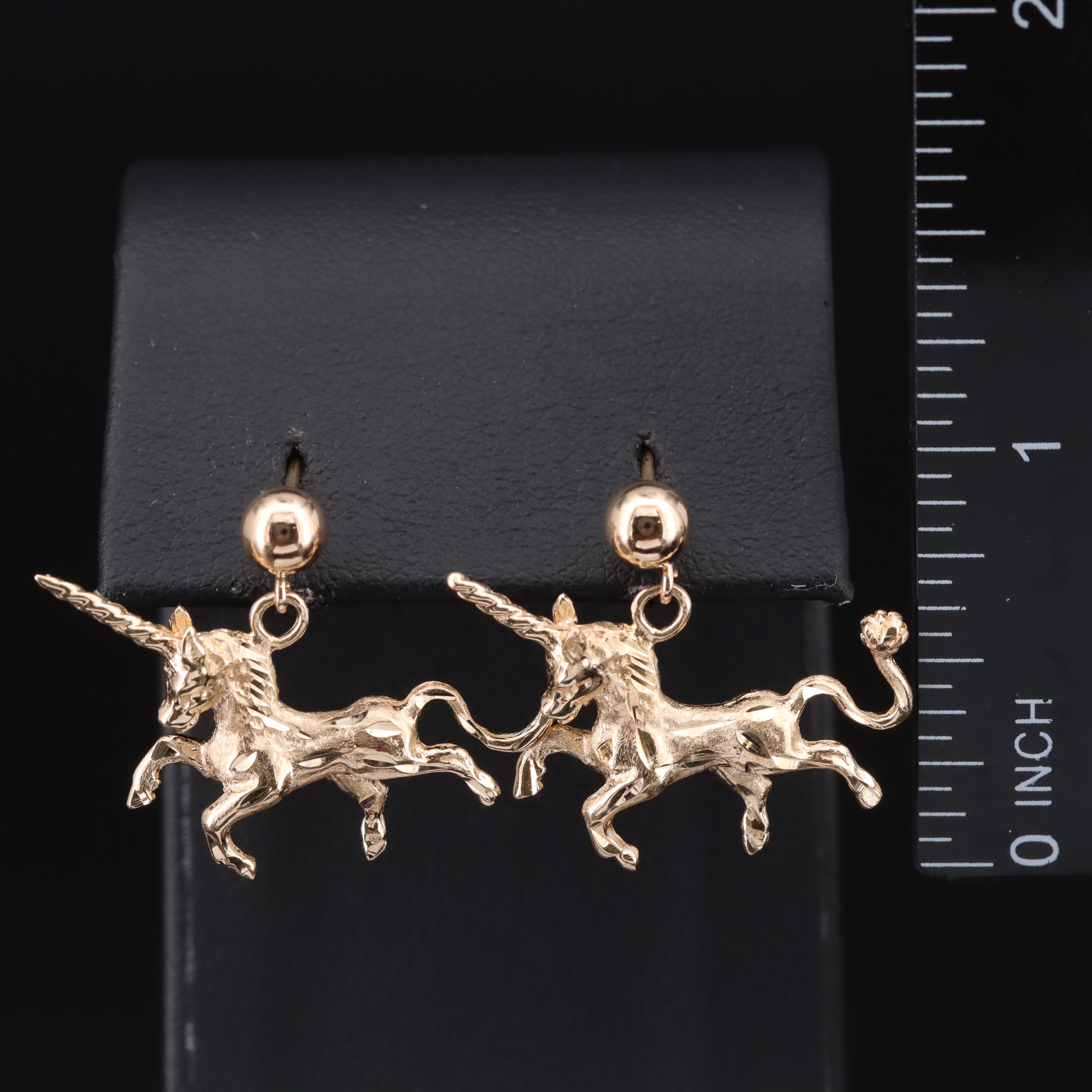14K Unicorn Earrings