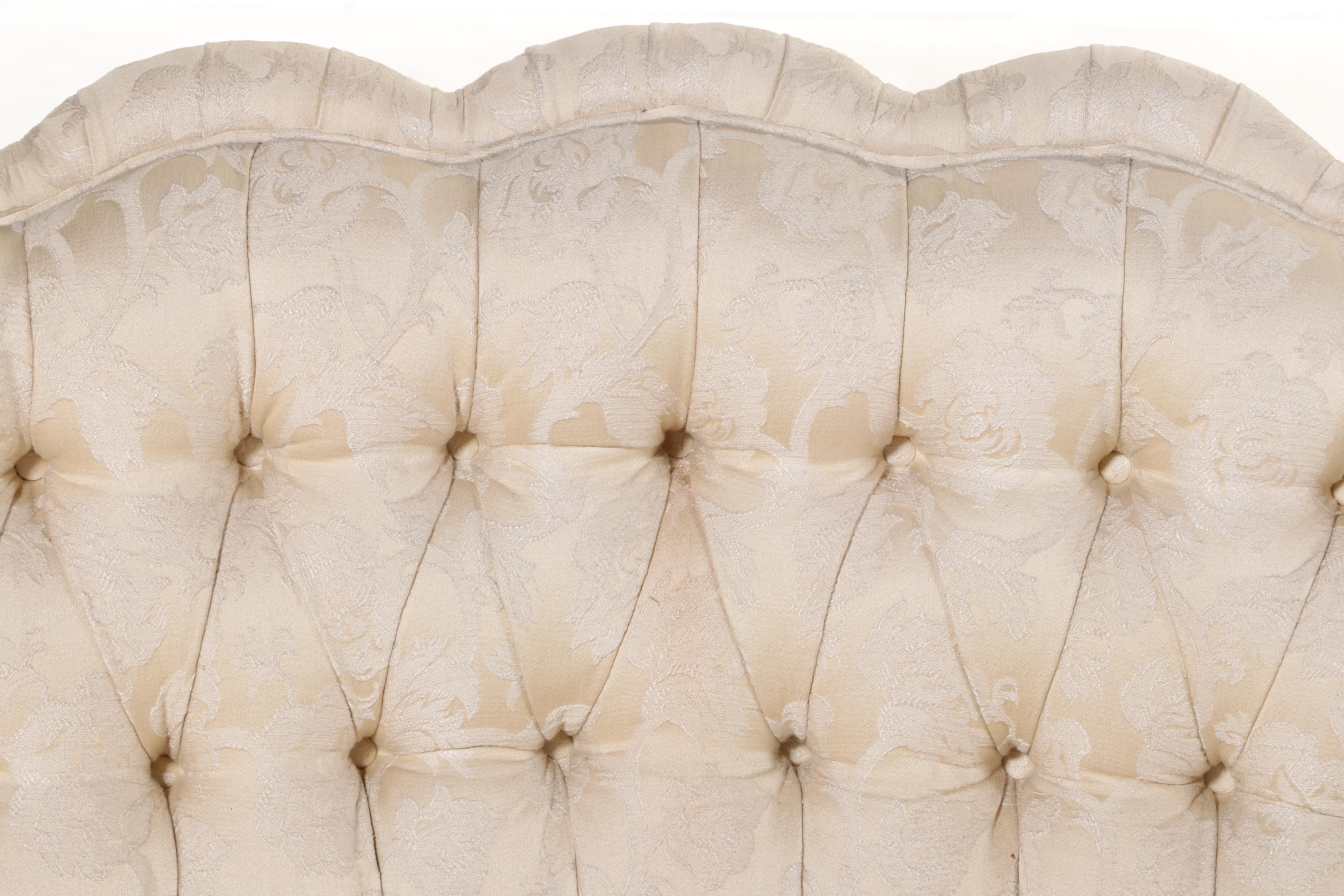 Hollywood Regency Style Curved Scalloped Edge Sofa