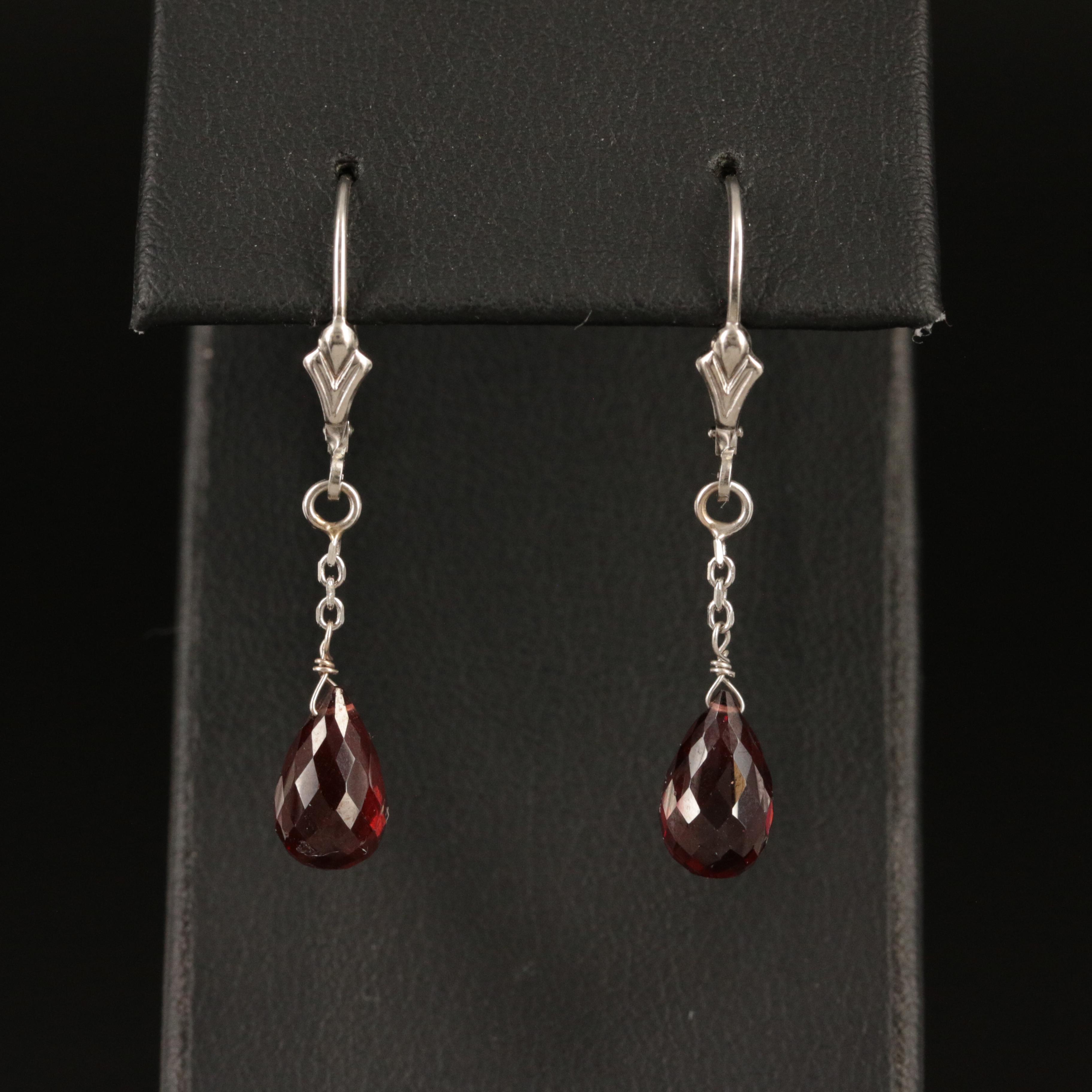 14K Briolette Garnet Earrings