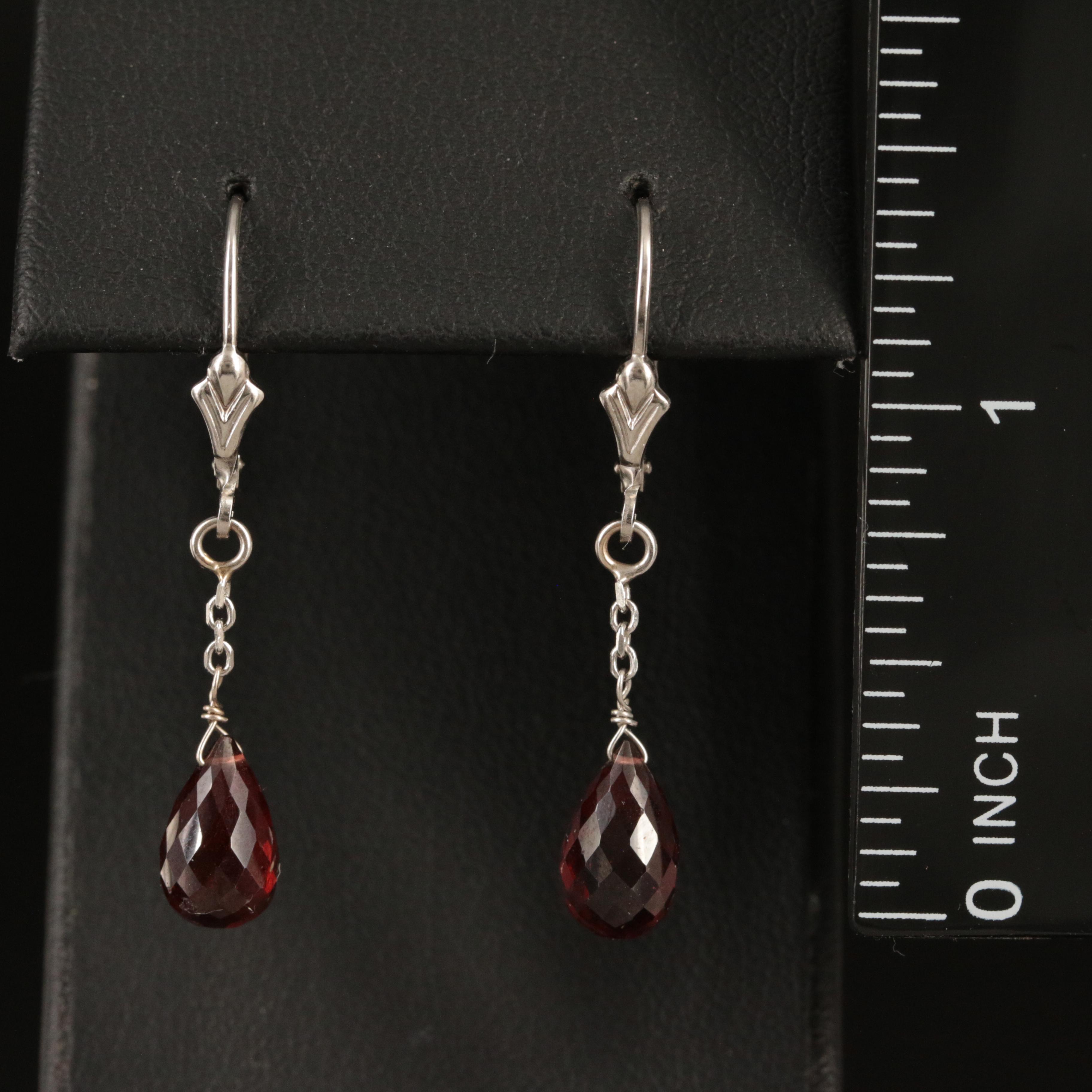 14K Briolette Garnet Earrings