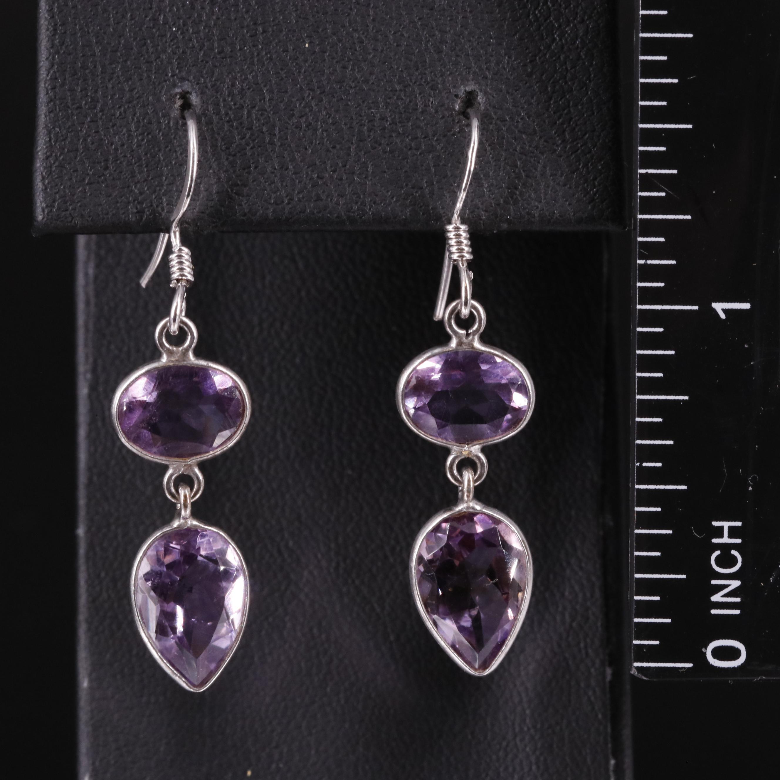 Sterling Amethyst Drop Earrings