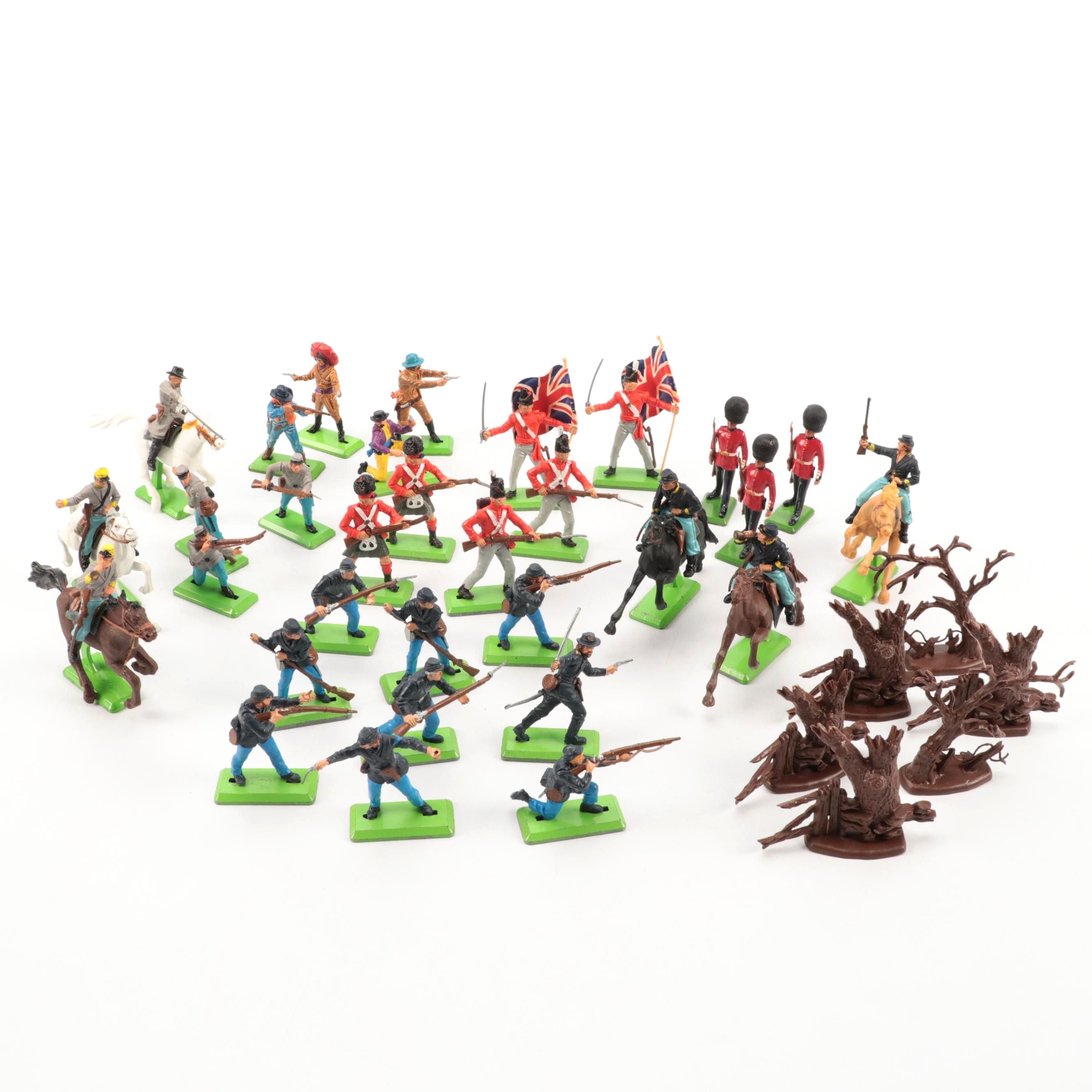 Britains Civil War, British with Other Toy Soldiers and Trees