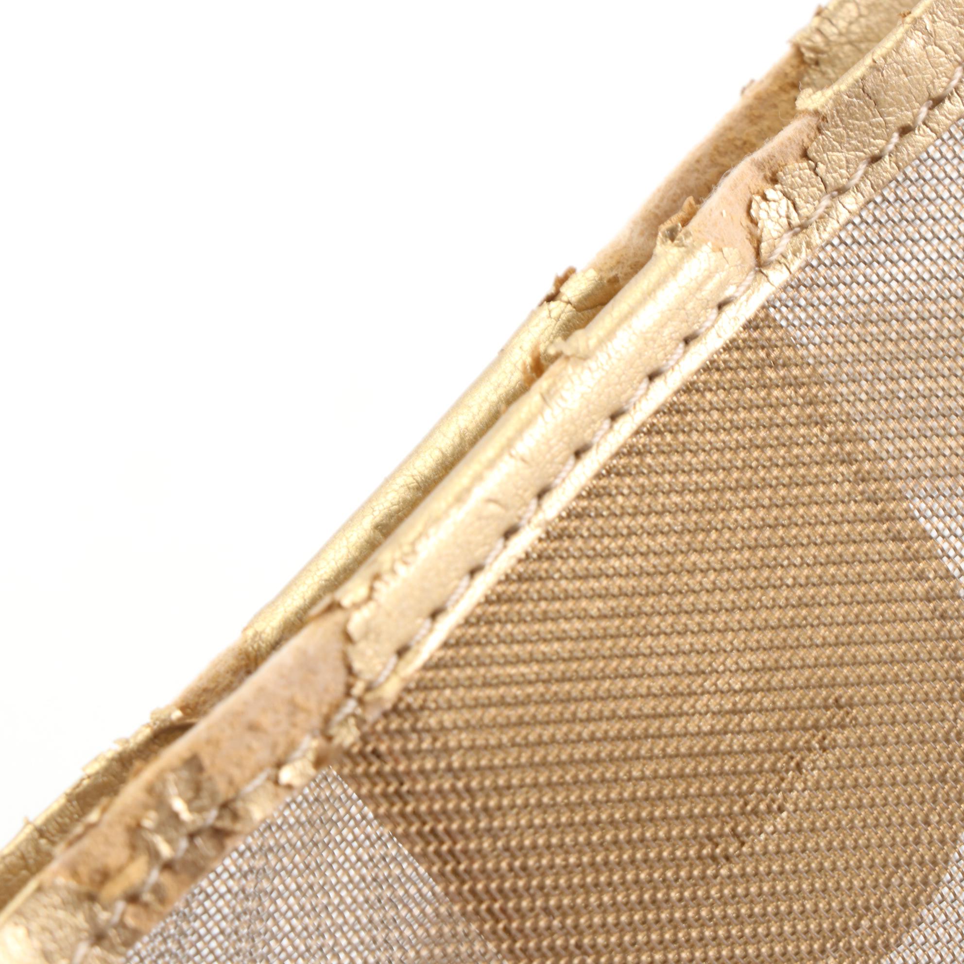 Museo Salvatore Ferragamo Tote Bag in Gold Leather and Mesh