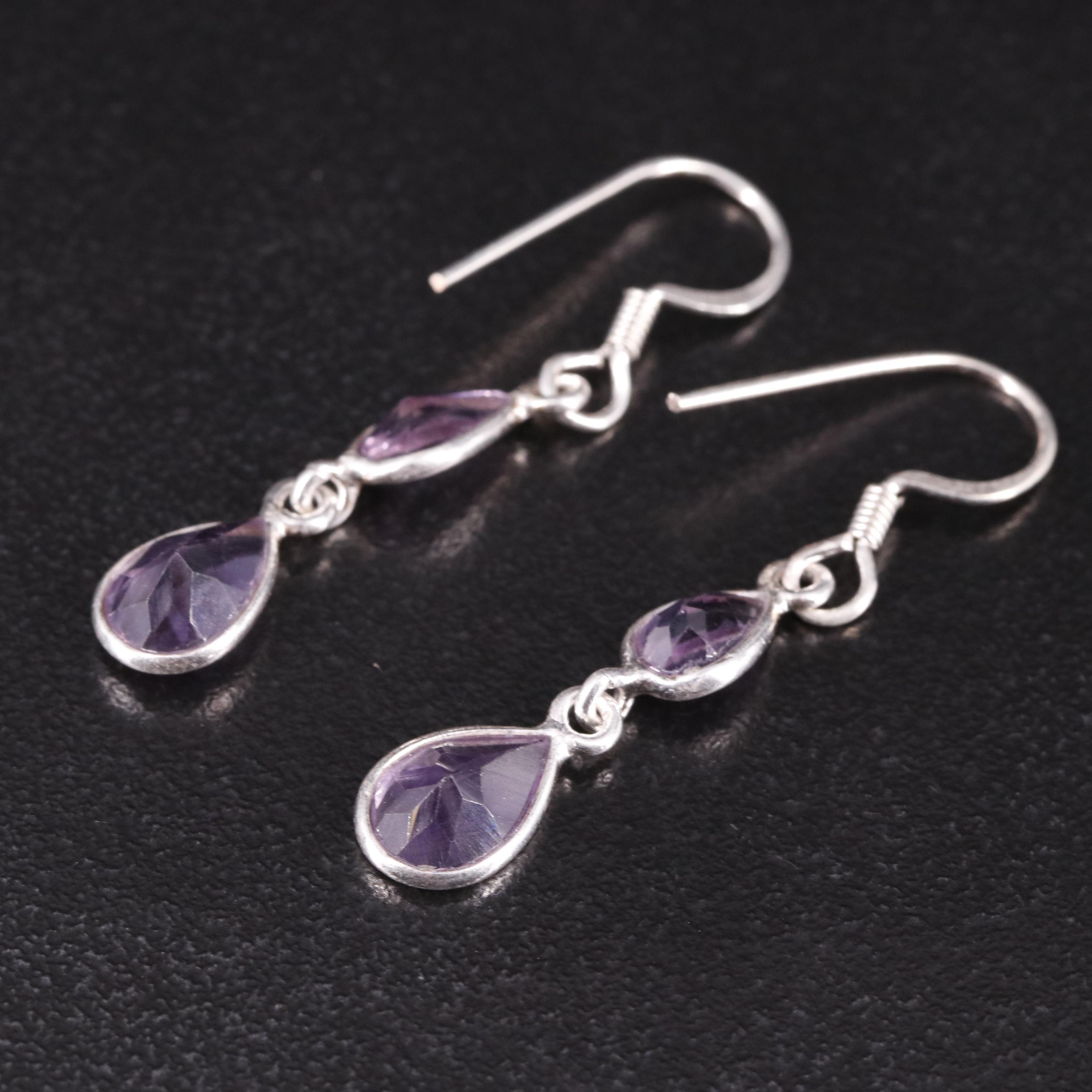 Sterling Amethyst Drop Earrings