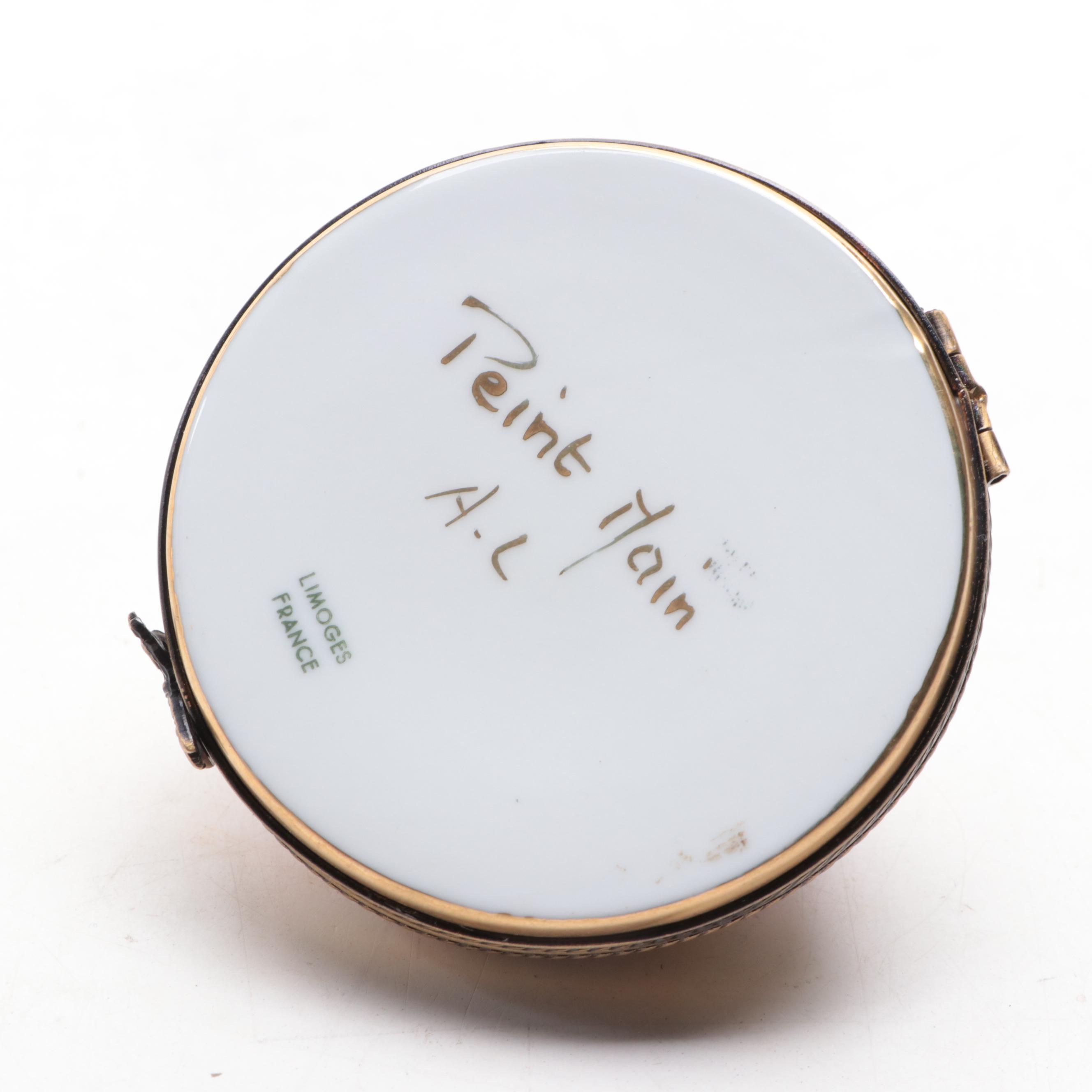 Dubarry and Other Limoges Porcelain Fruit Bowl, Shoe, and Hat Trinket Boxes