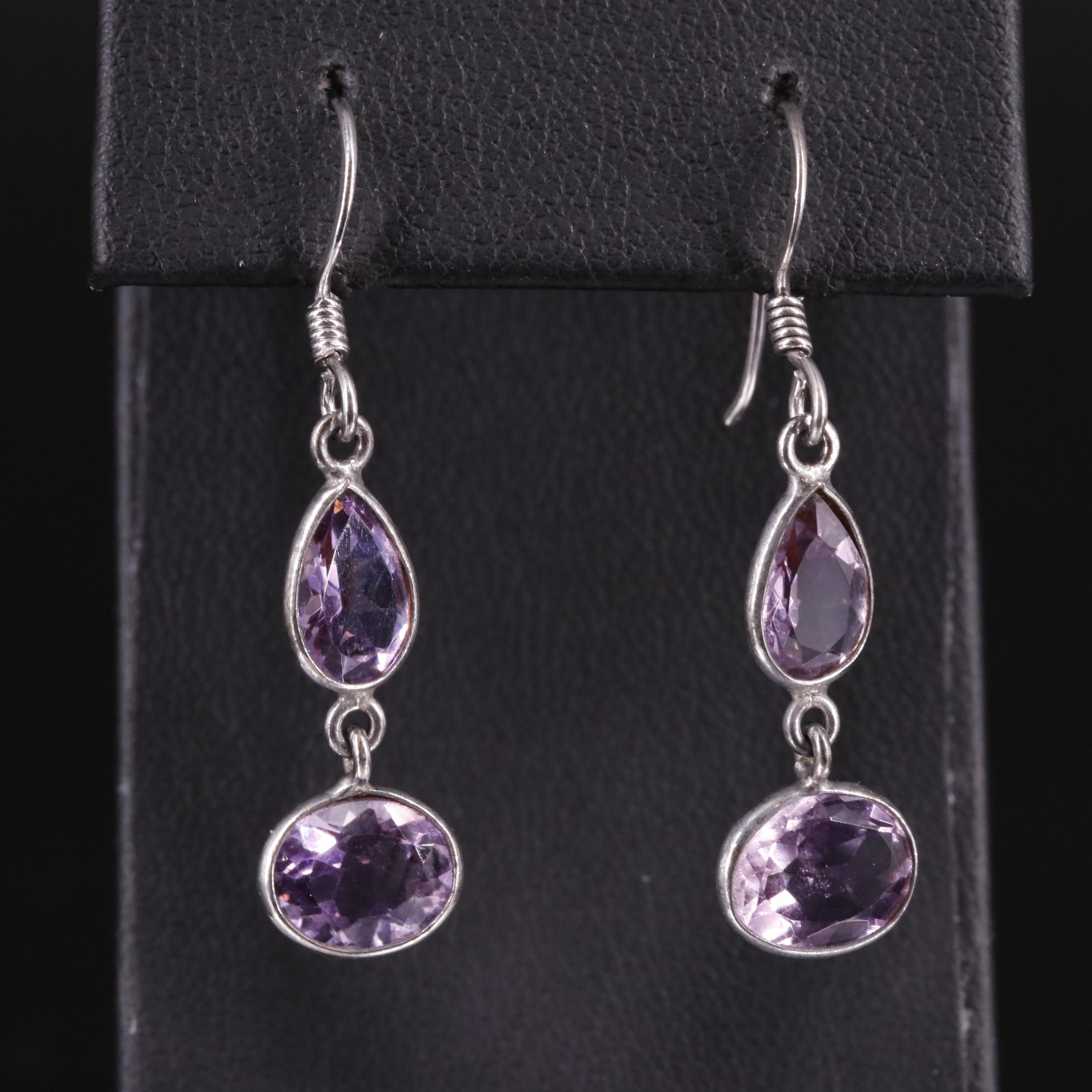 Sterling Amethyst Drop Earrings