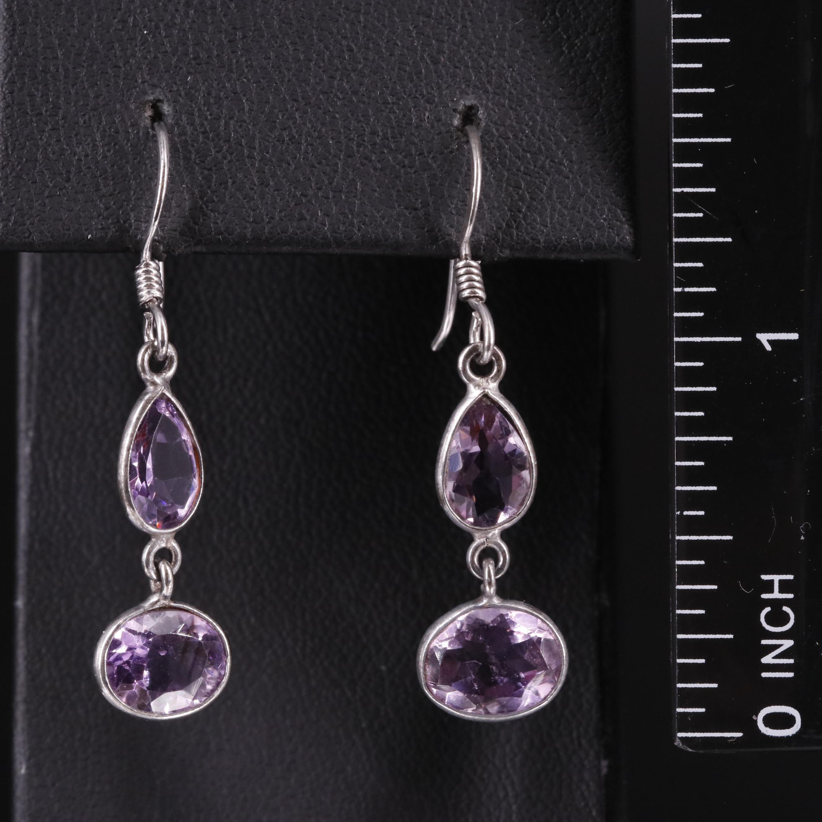 Sterling Amethyst Drop Earrings
