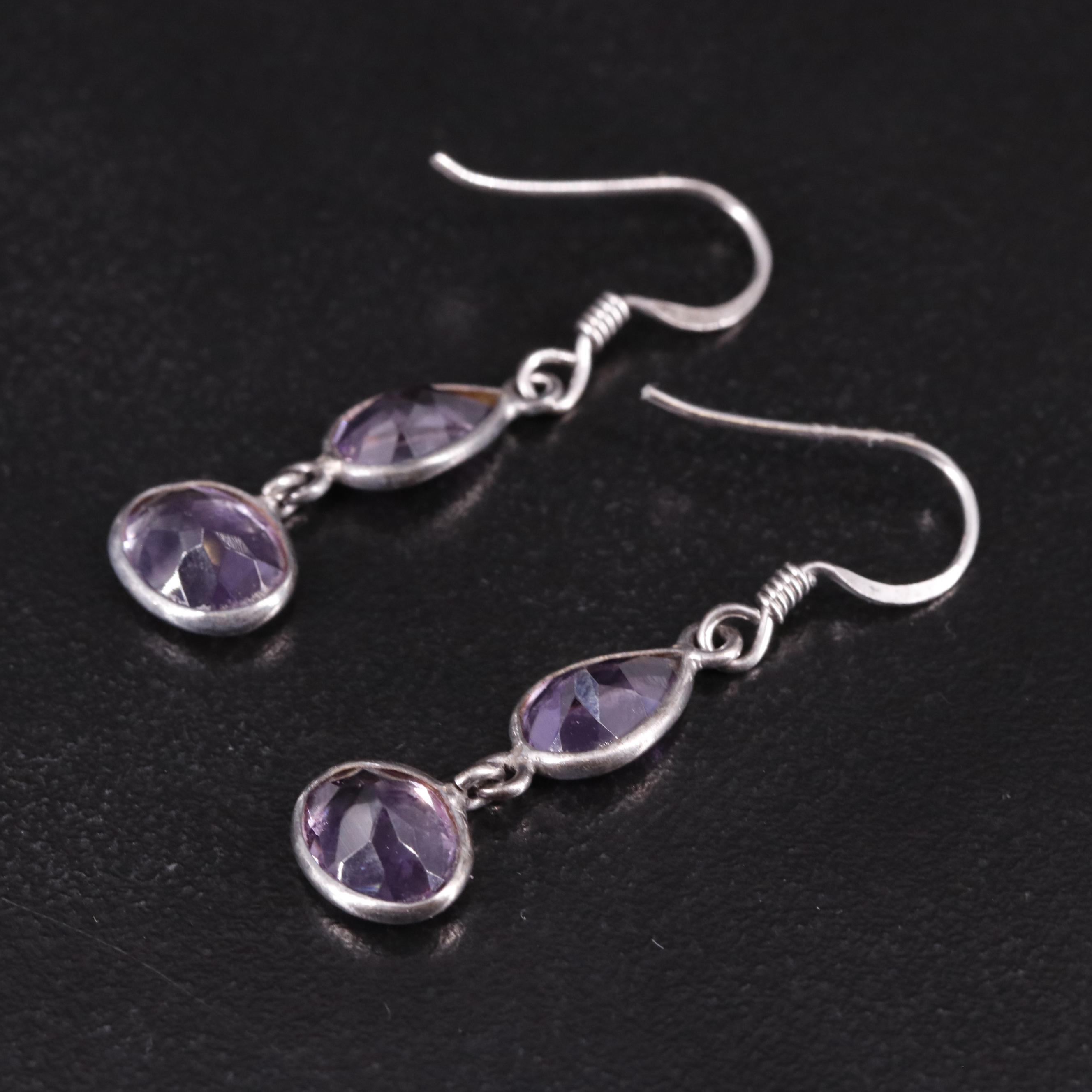 Sterling Amethyst Drop Earrings