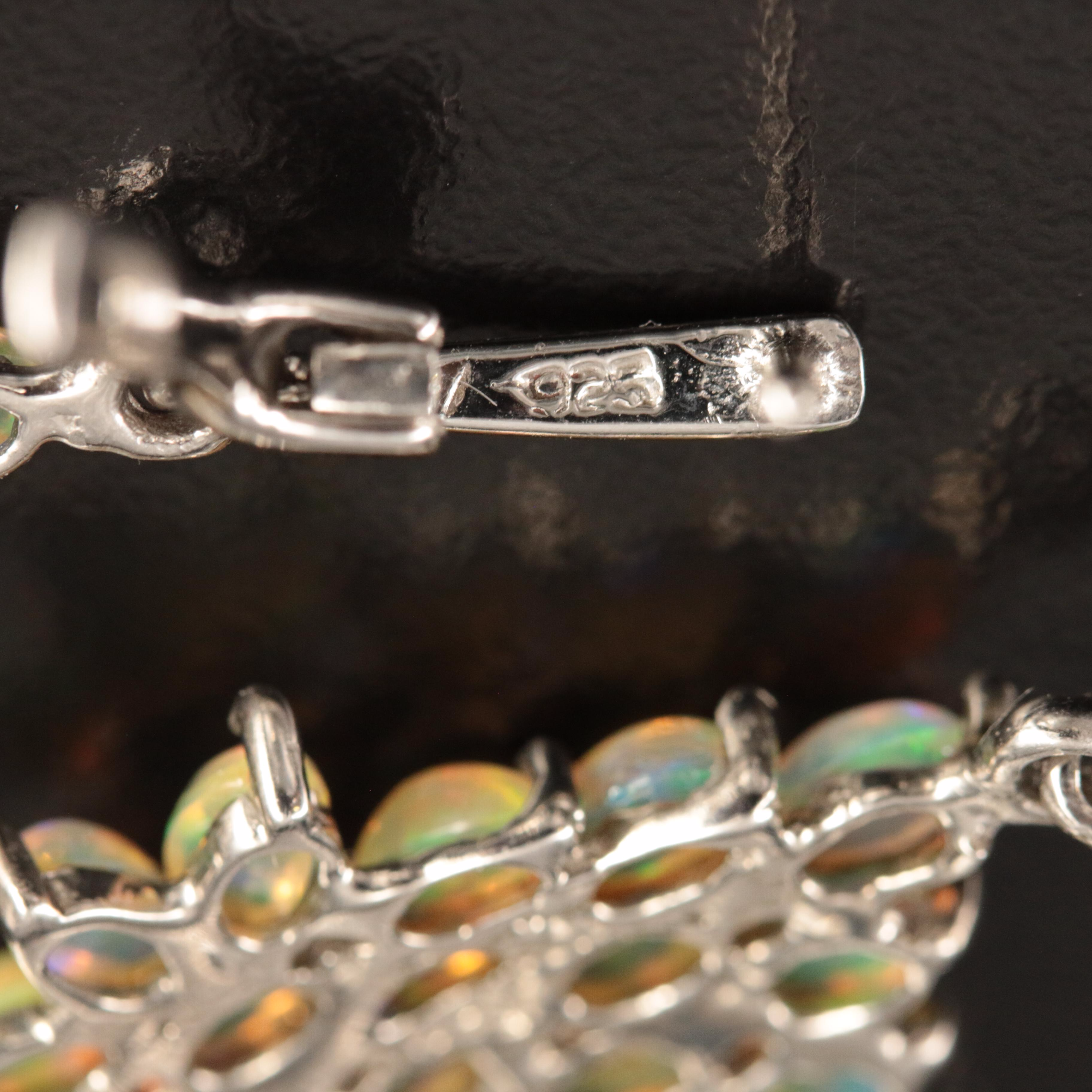 Sterling Opal Cluster Earrings