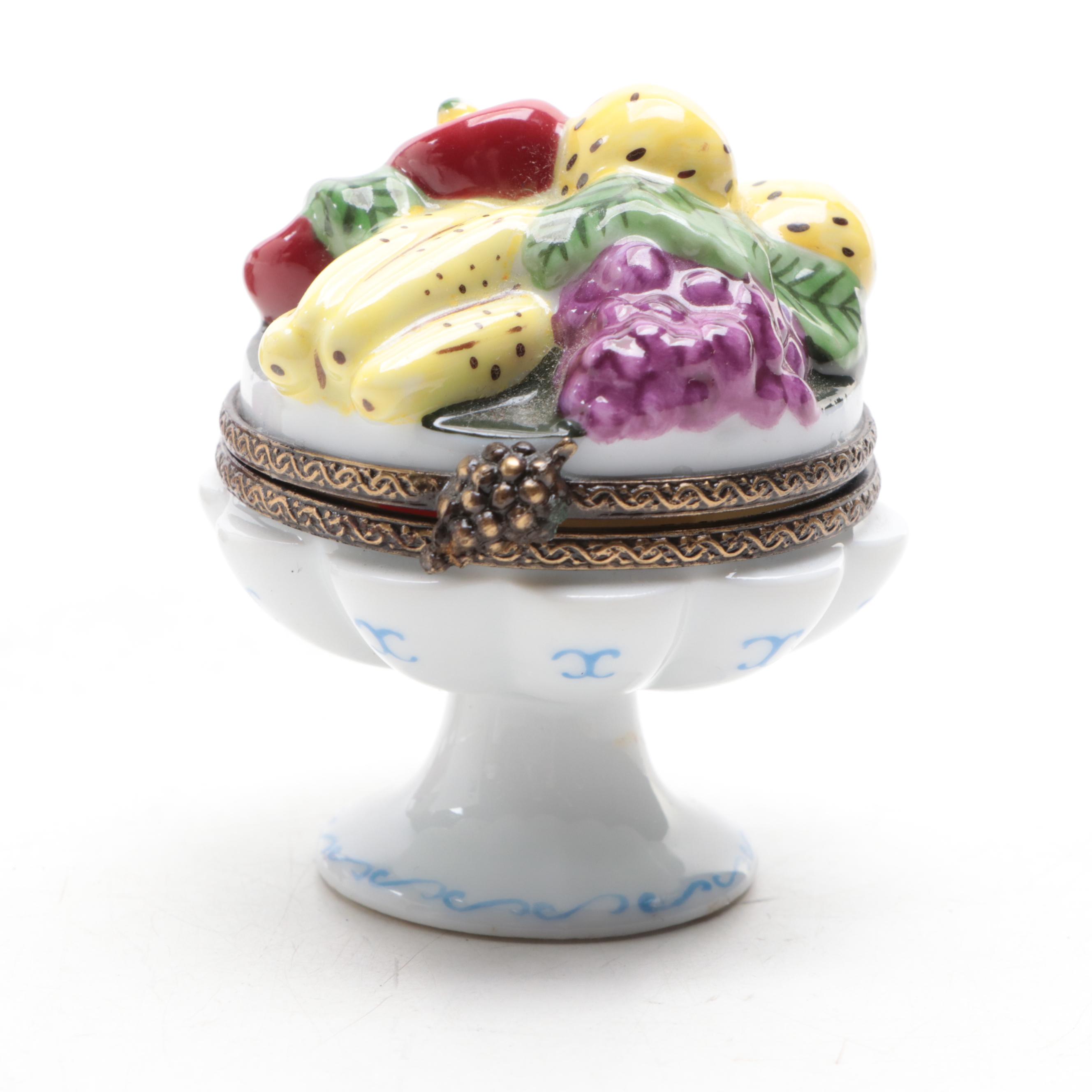 A. L. Vegetable Stand and Other Hand-Painted Limoges Porcelain Boxes