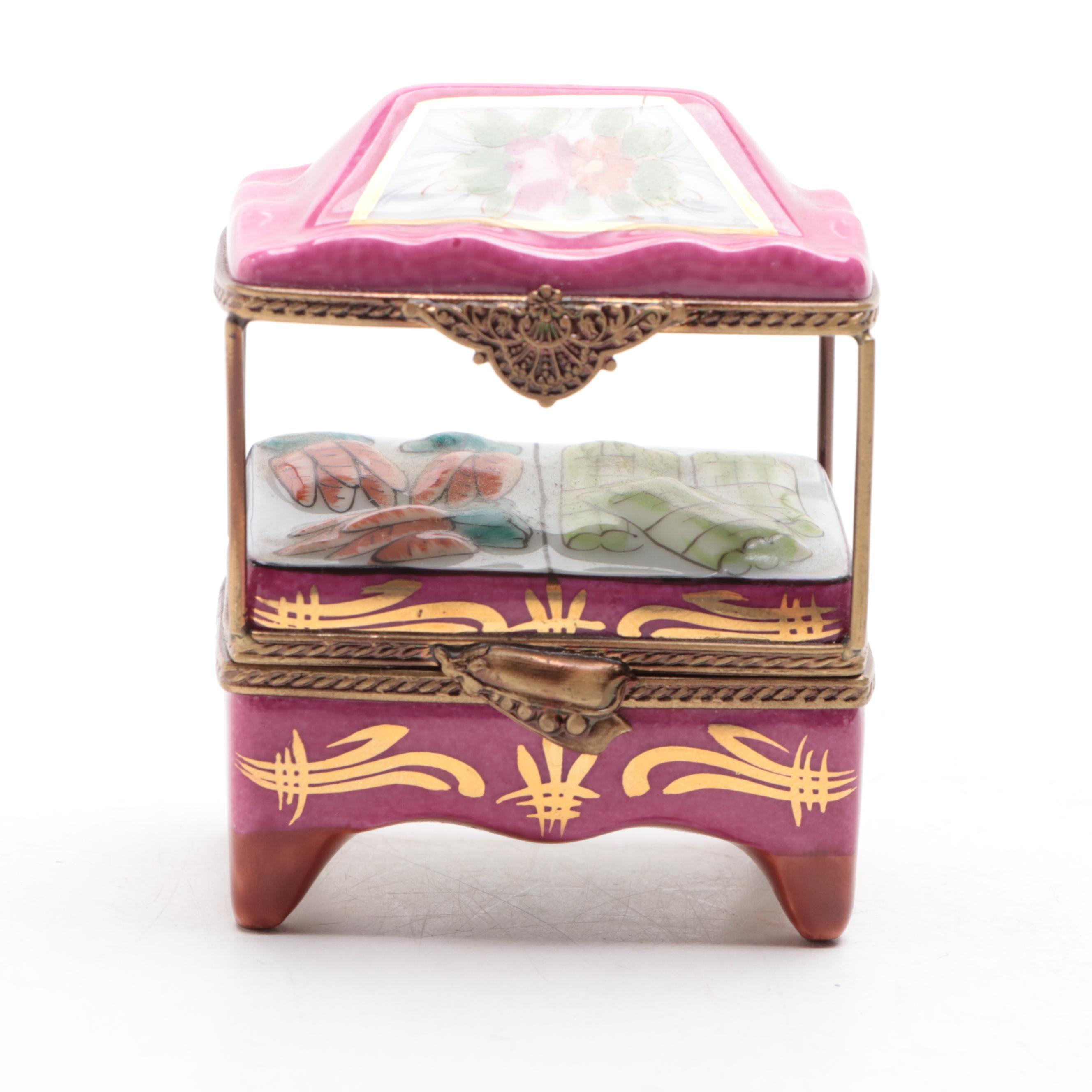 A. L. Vegetable Stand and Other Hand-Painted Limoges Porcelain Boxes