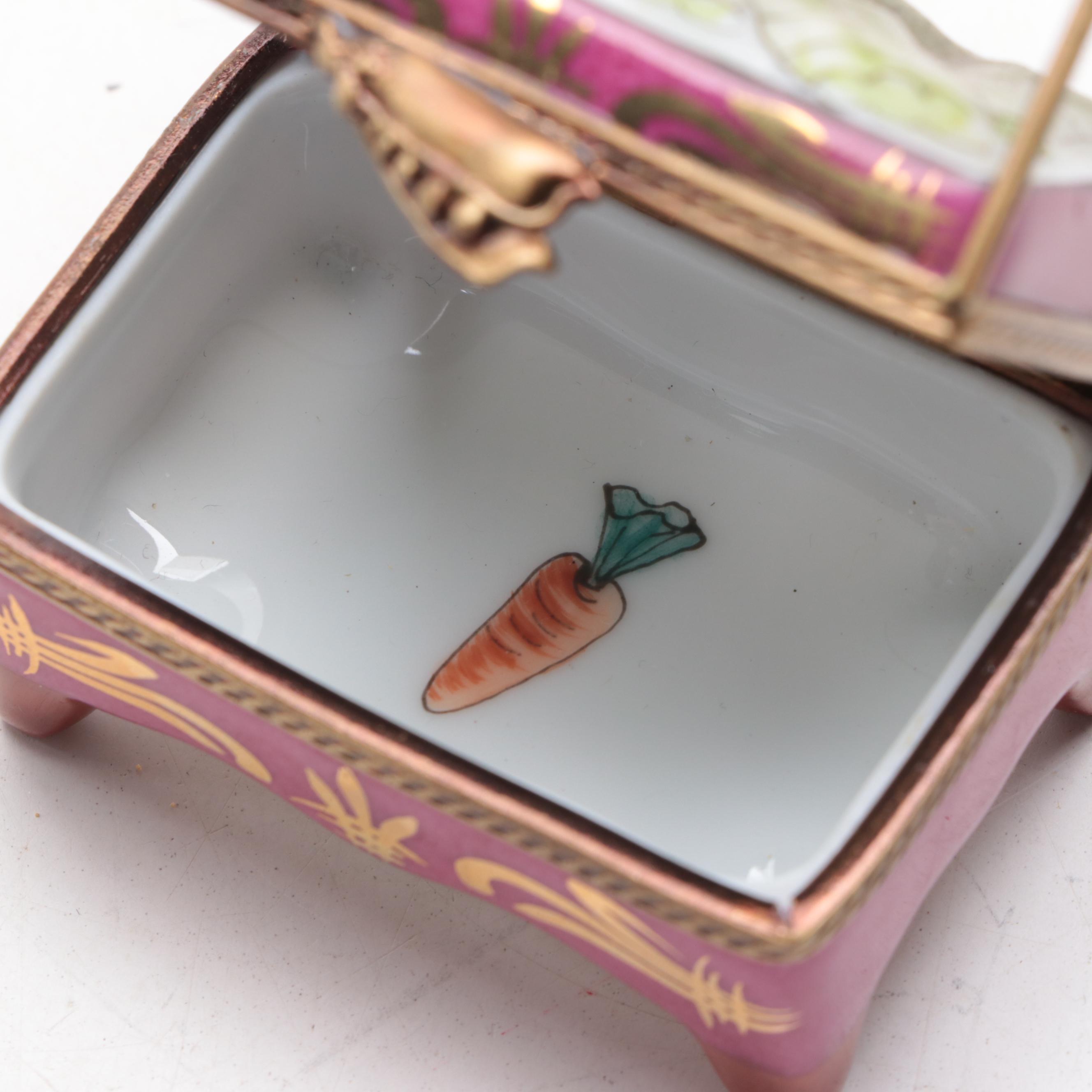 A. L. Vegetable Stand and Other Hand-Painted Limoges Porcelain Boxes